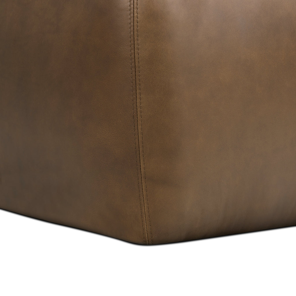 Ottoman en cuir | Marron cacao