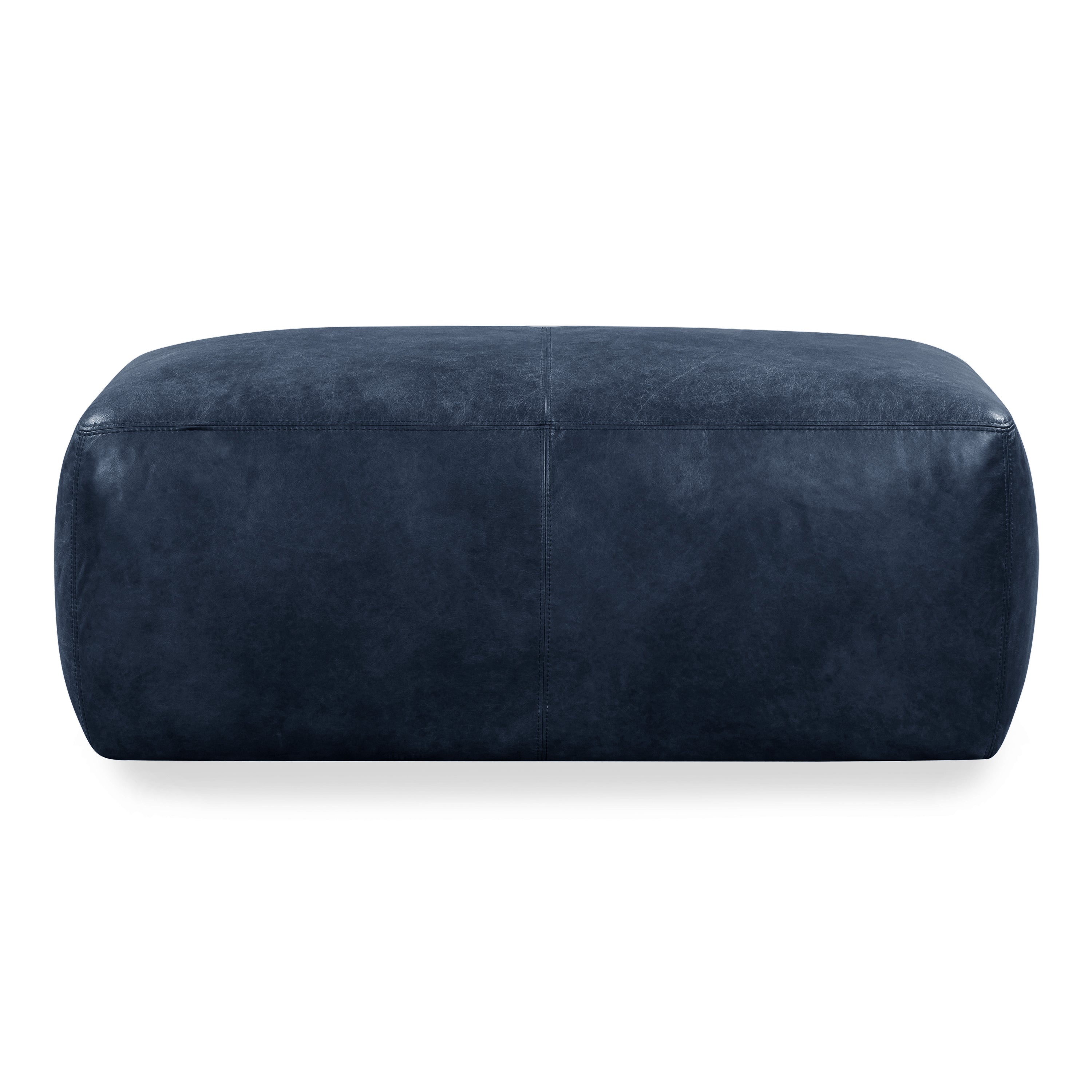 Pouf en cuir | Bleu nuit