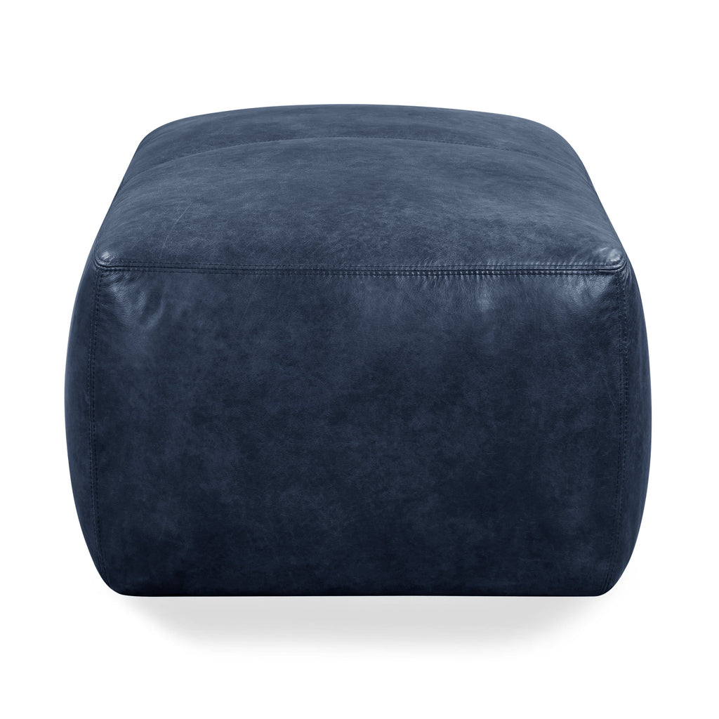 Pouf en cuir | Bleu nuit