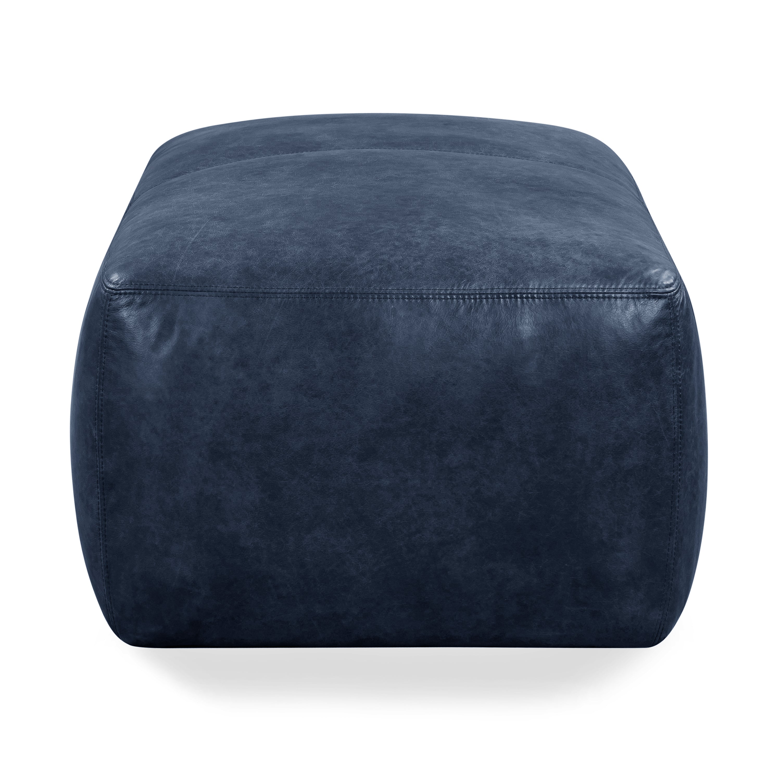 Pouf en cuir | Bleu nuit