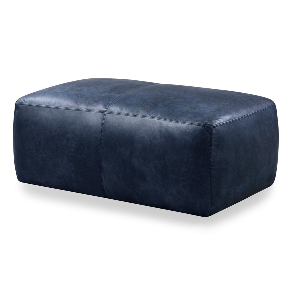 Pouf en cuir | Bleu nuit