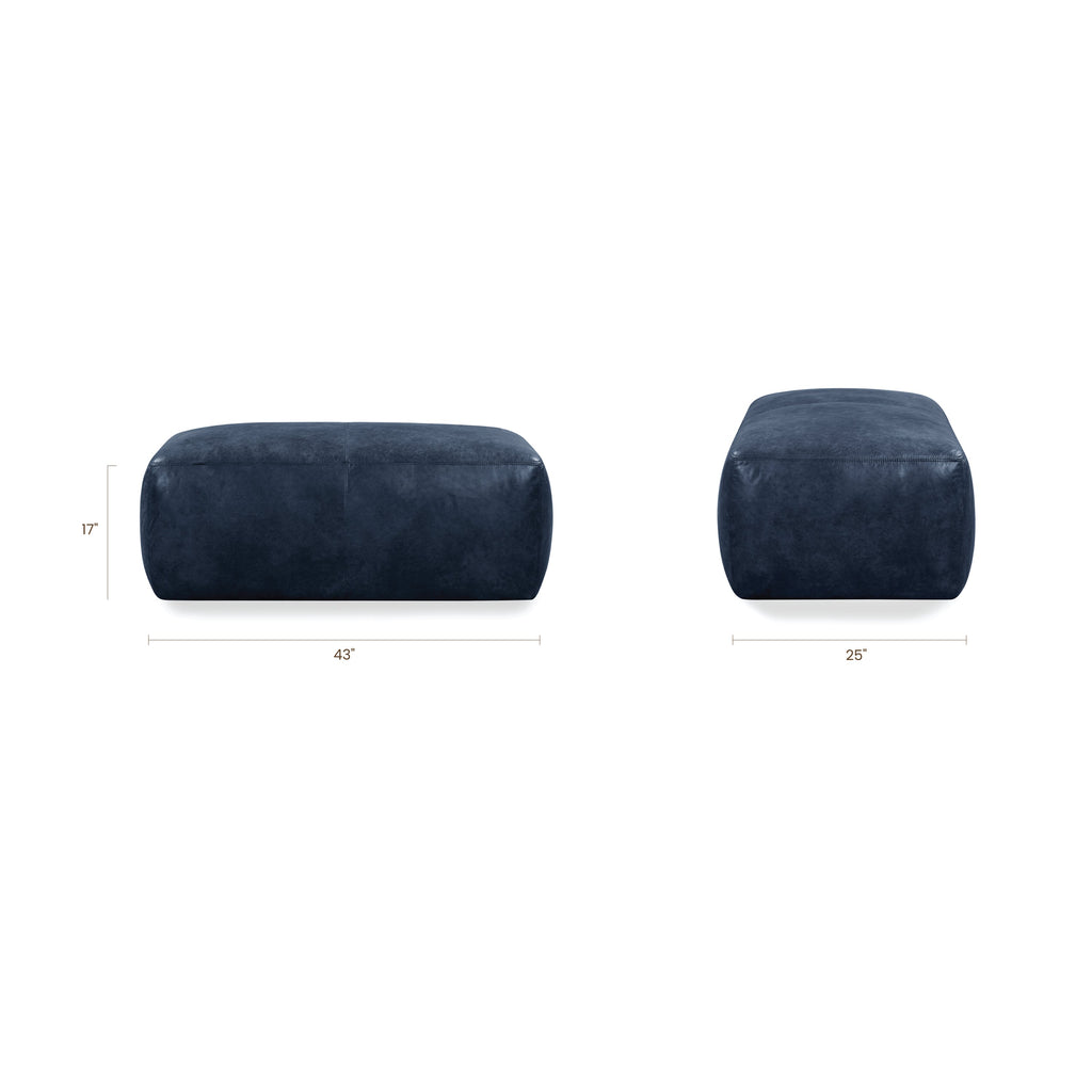 Pouf en cuir | Bleu nuit