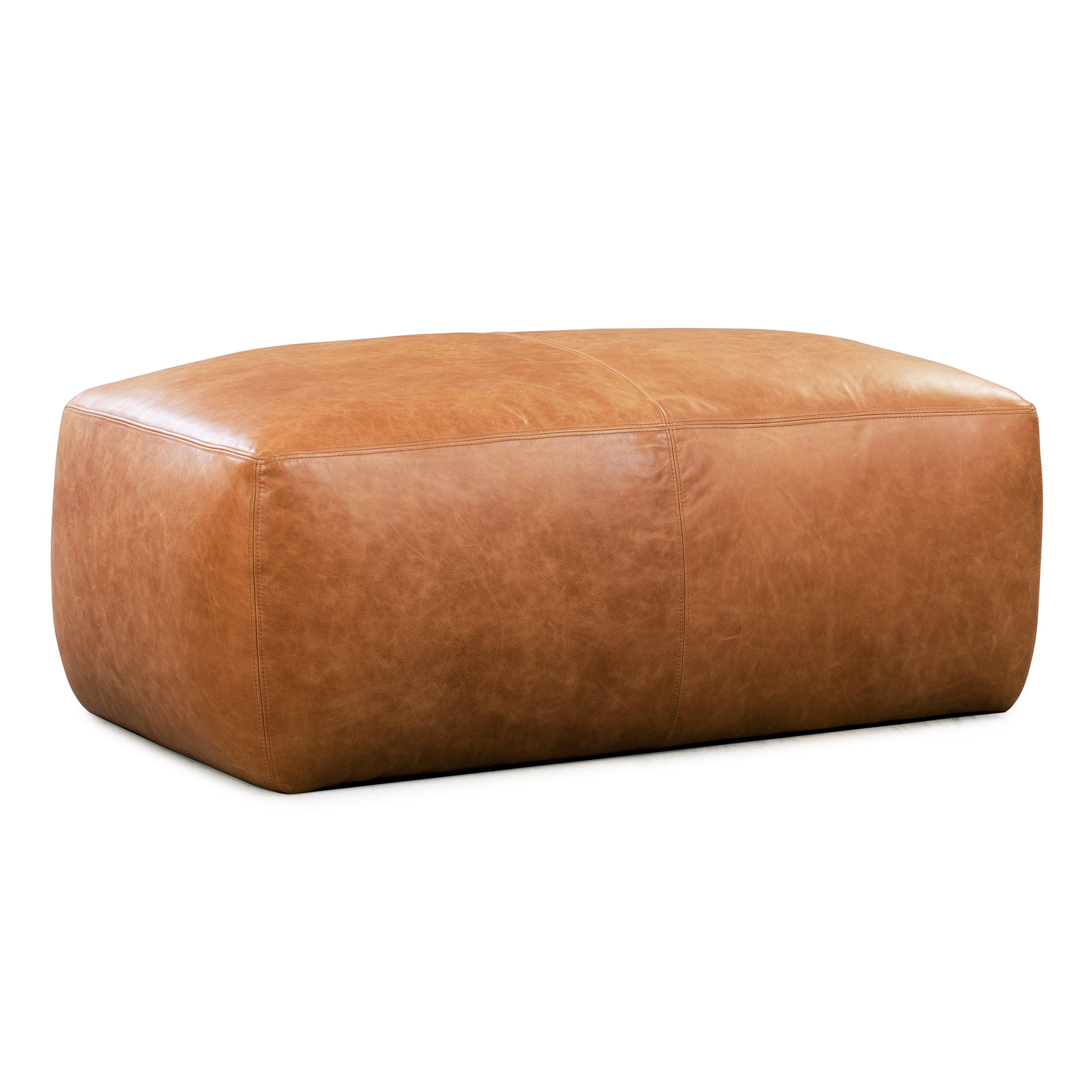 Pouf en cuir | Cognac