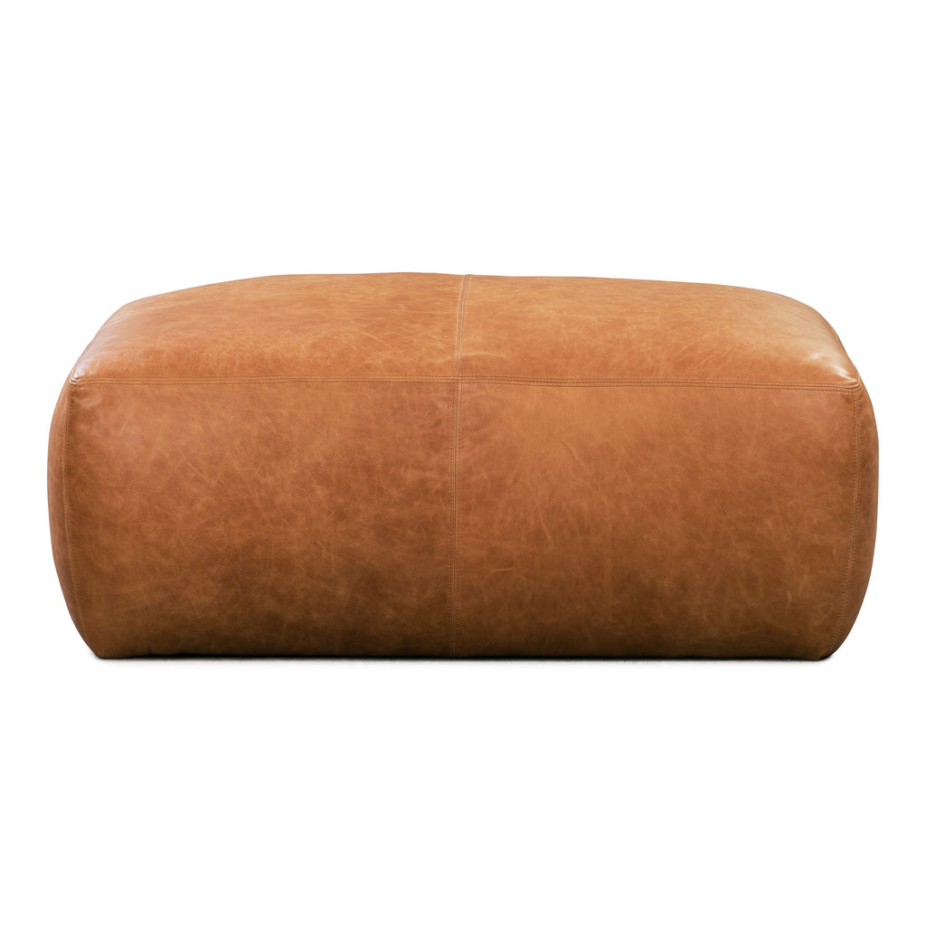 Pouf en cuir | Cognac