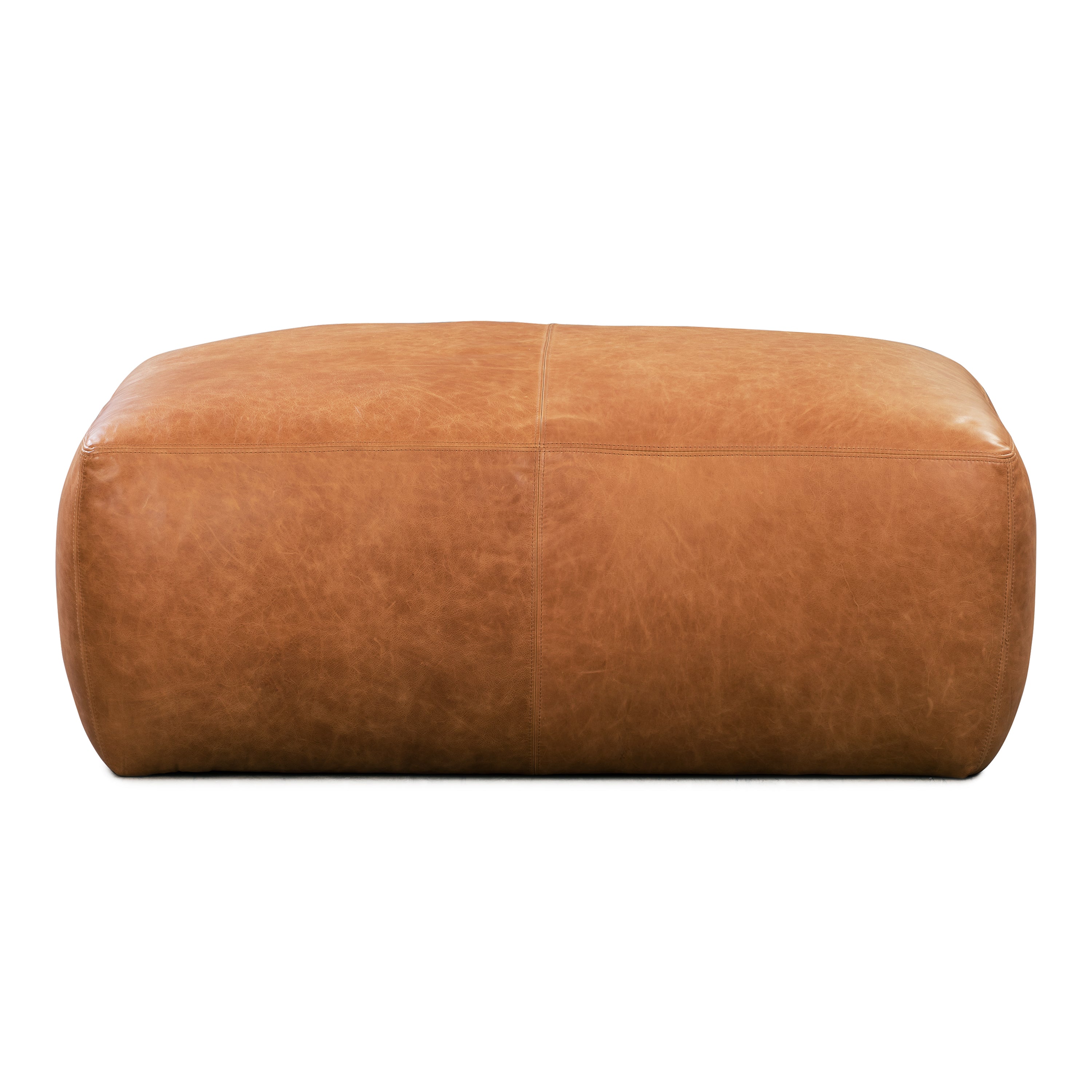 Pouf en cuir | Cognac
