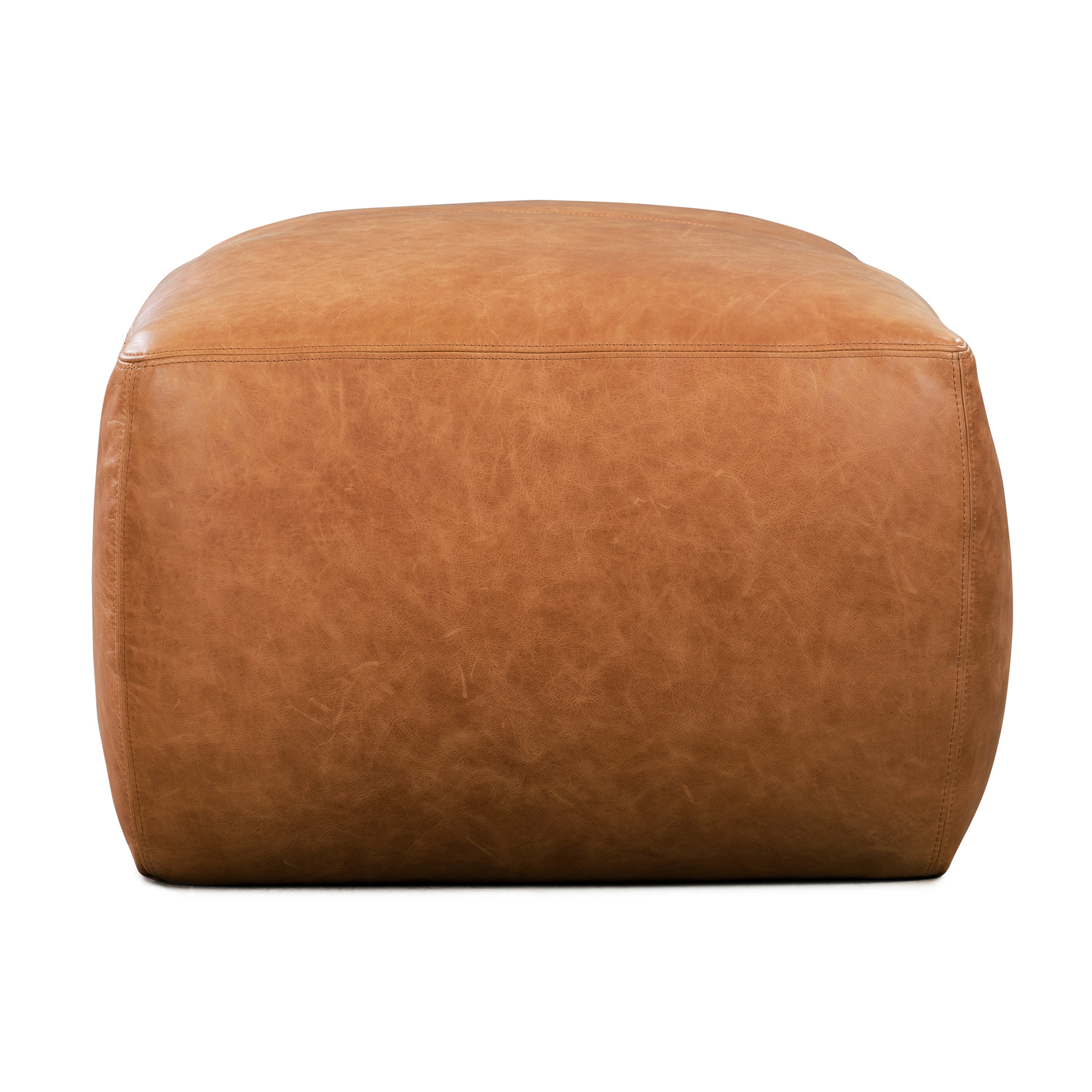 Pouf en cuir | Cognac