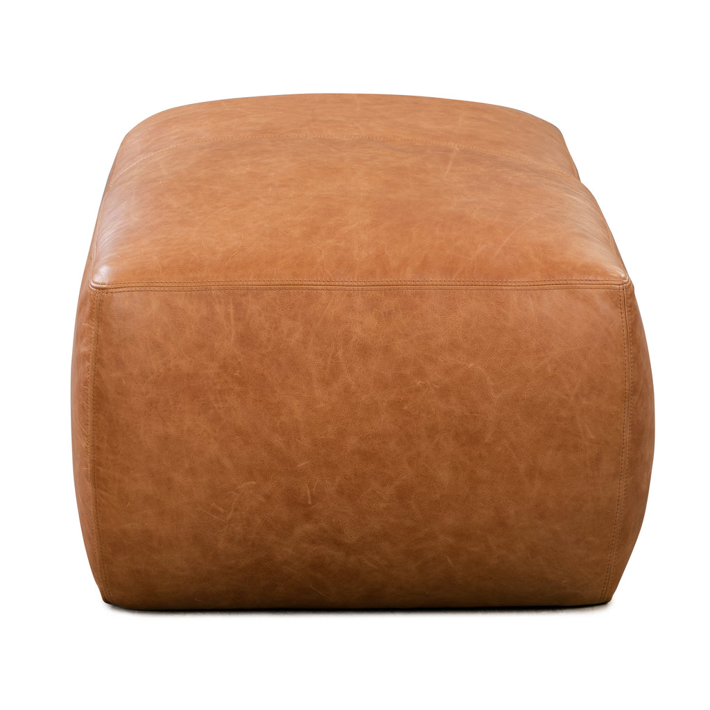 Pouf en cuir | Cognac