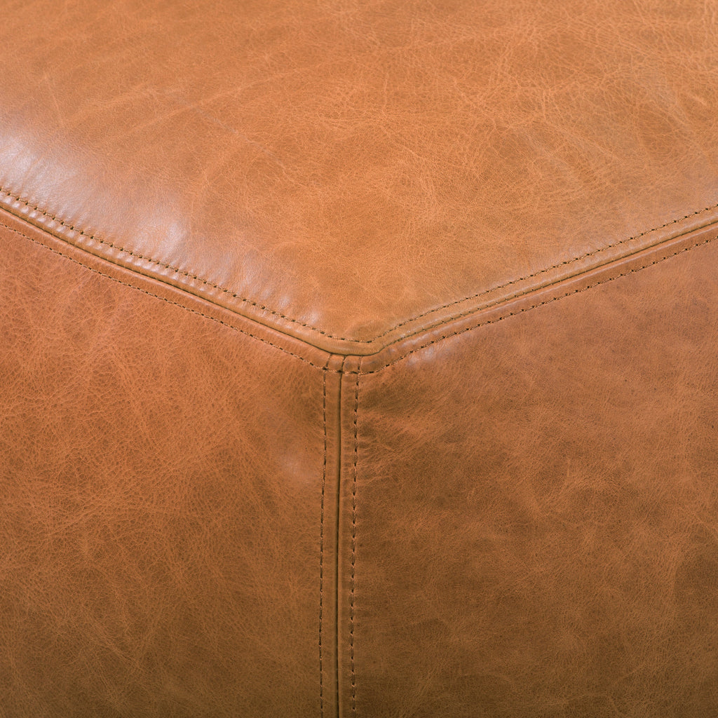Pouf en cuir | Cognac
