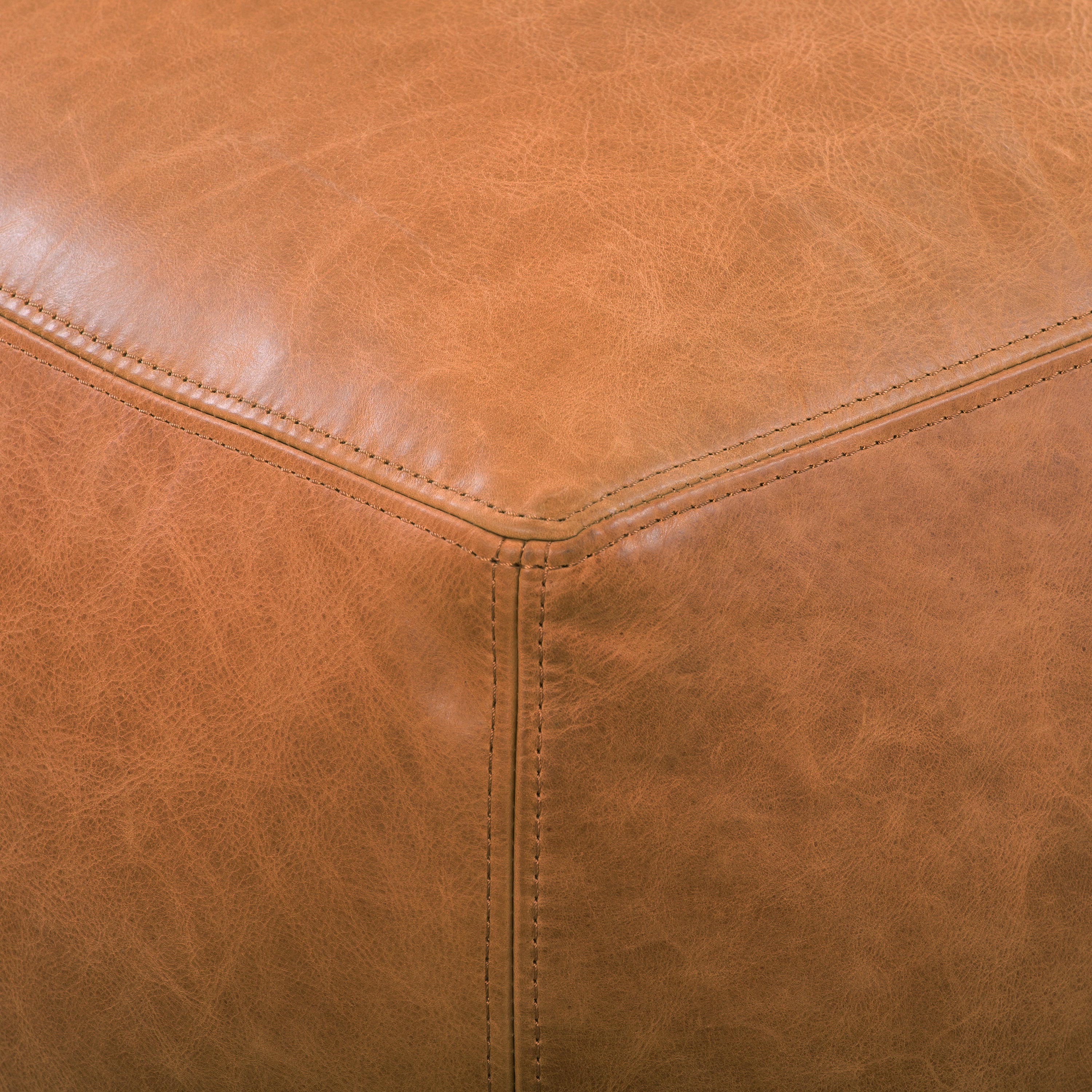 Pouf en cuir | Cognac