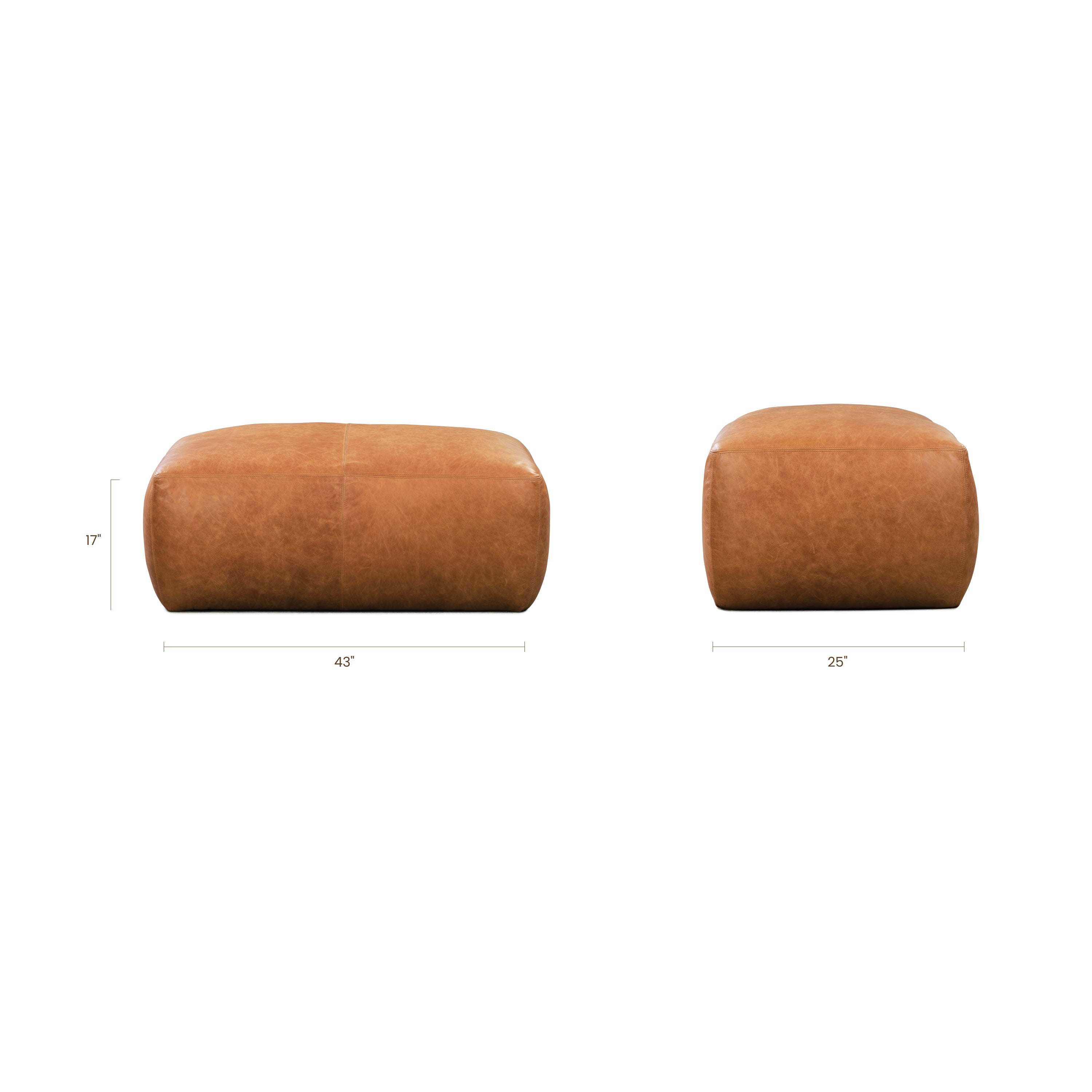 Pouf en cuir | Cognac