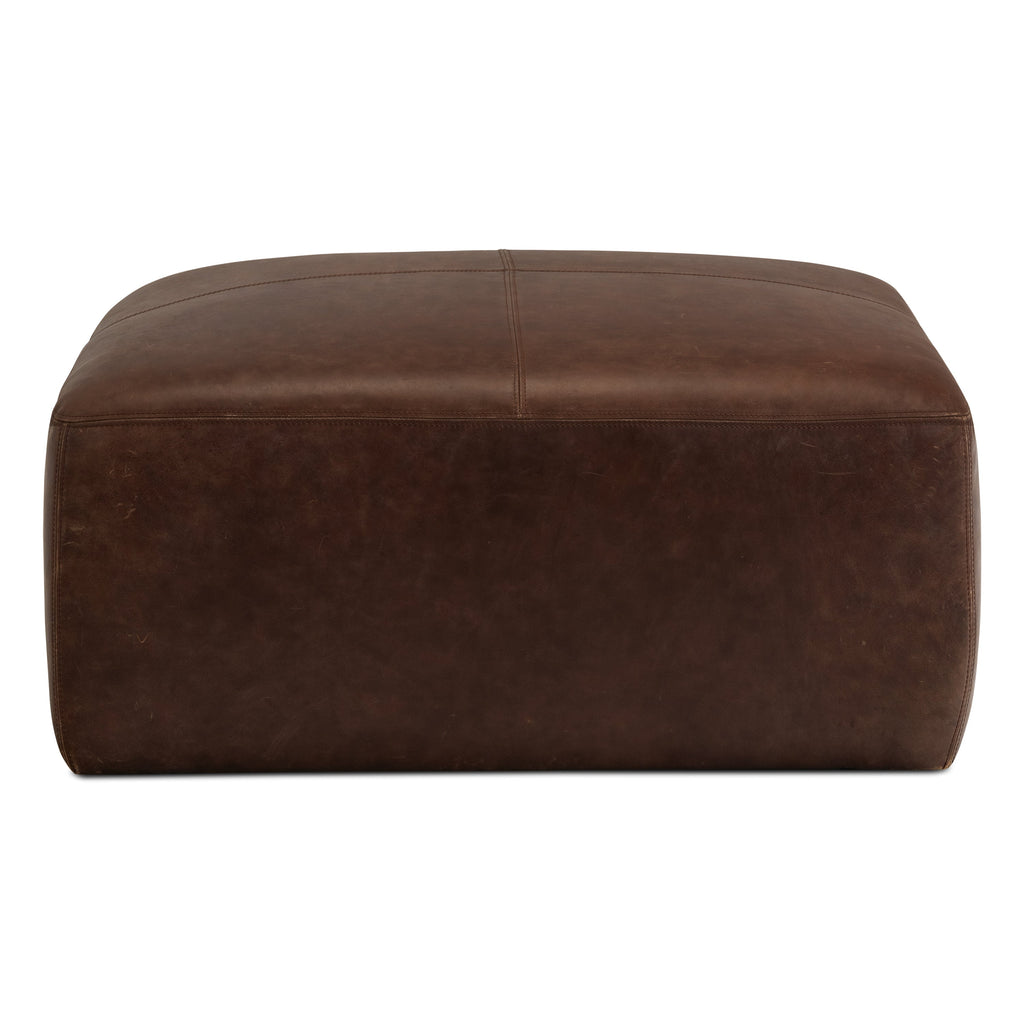 Pouf en cuir | Marron chocolat