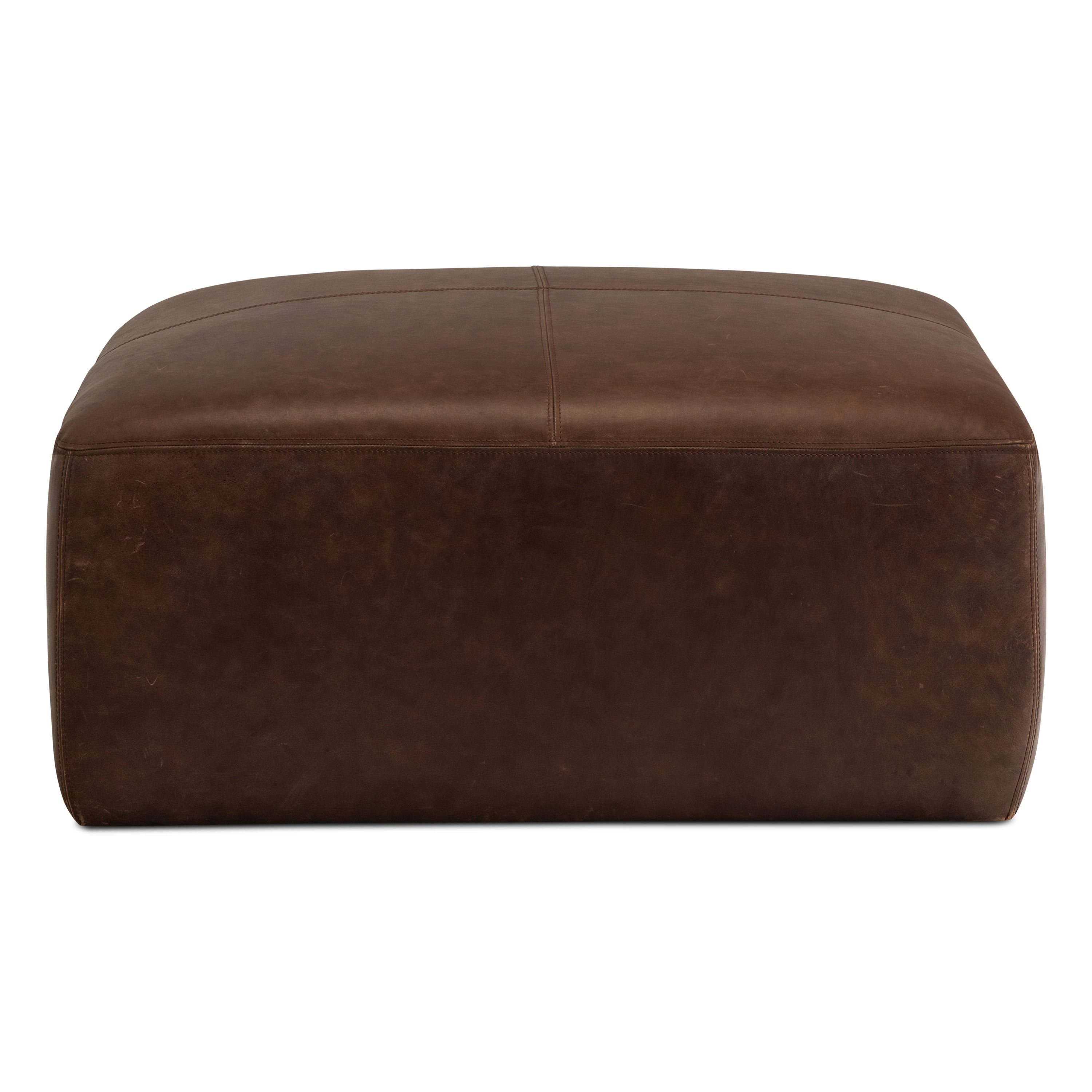 Pouf en cuir | Marron chocolat