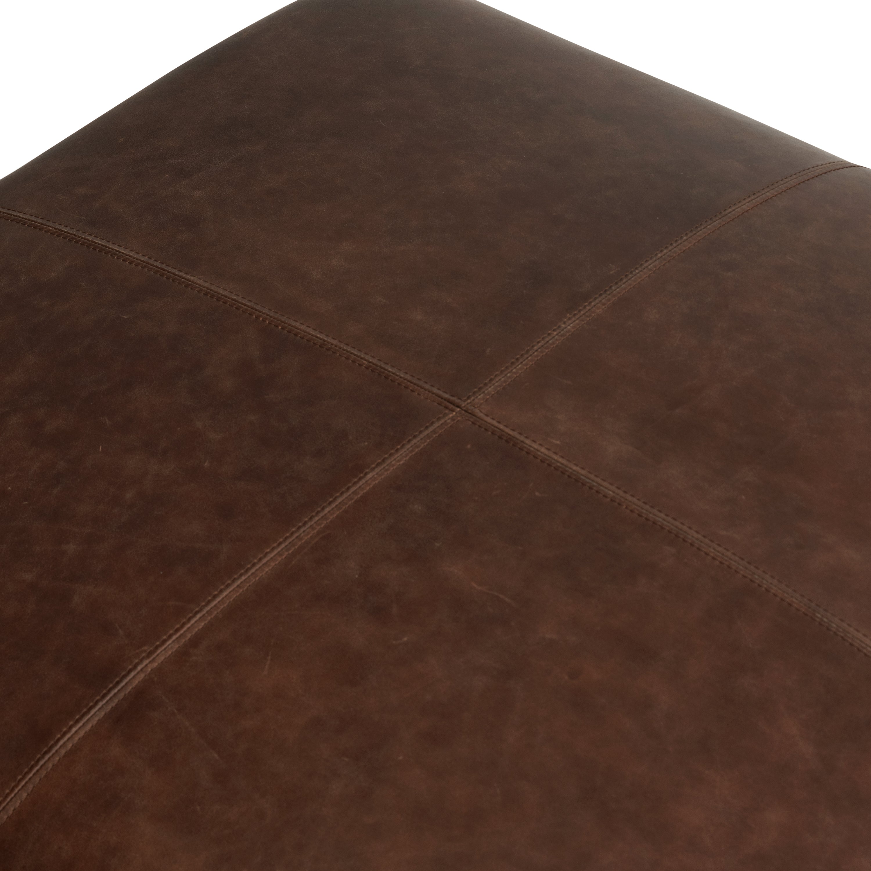 Pouf en cuir | Marron chocolat
