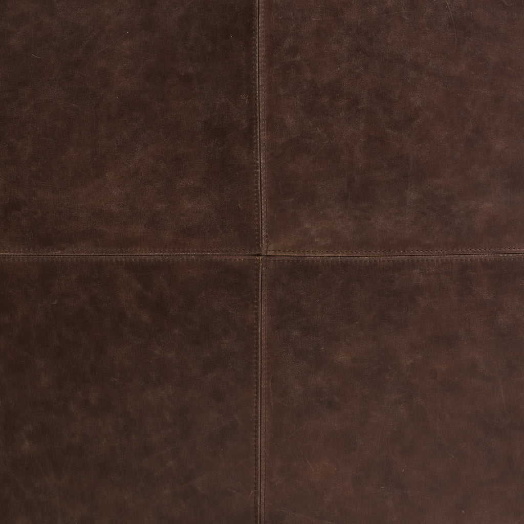 Pouf en cuir | Marron chocolat
