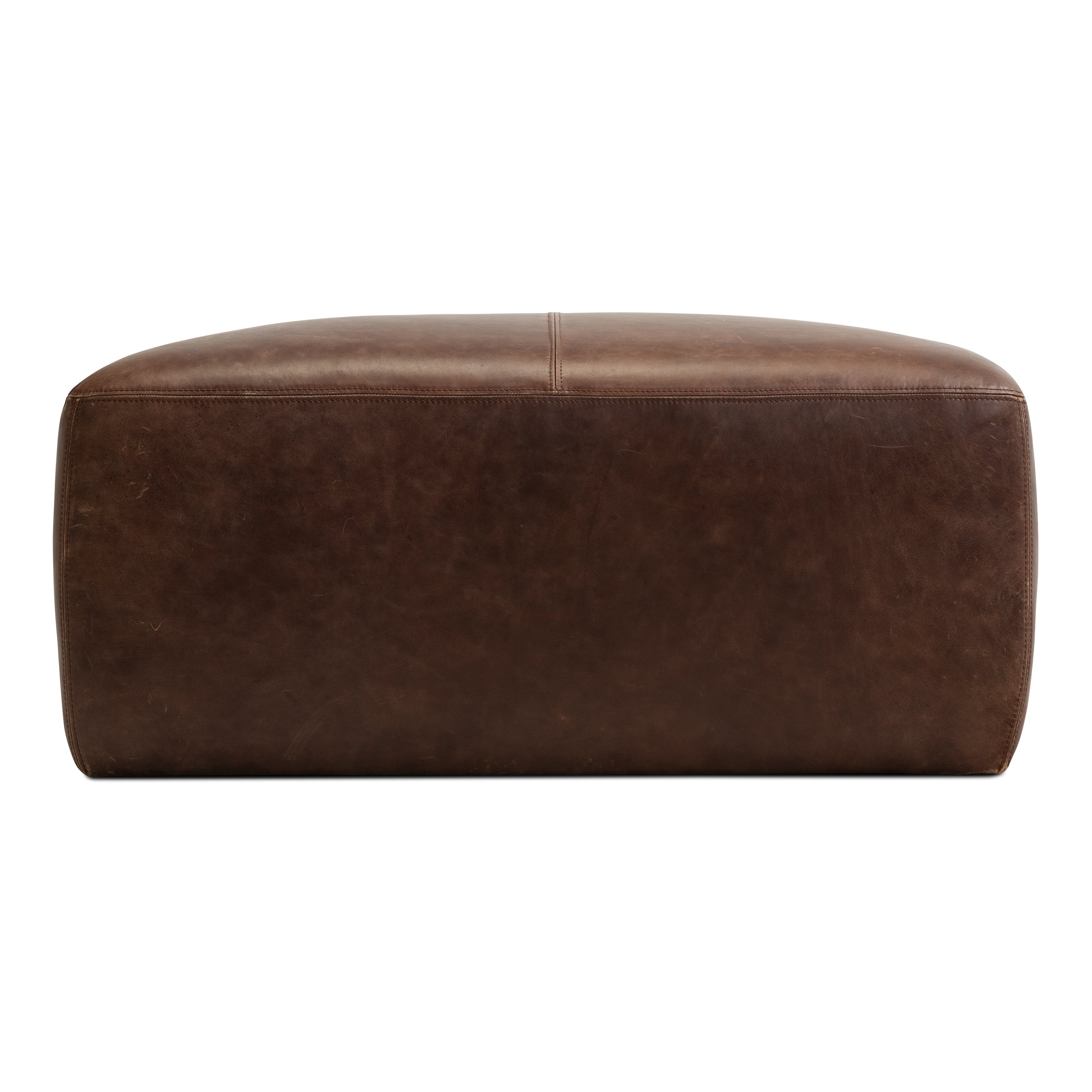 Pouf en cuir | Marron chocolat