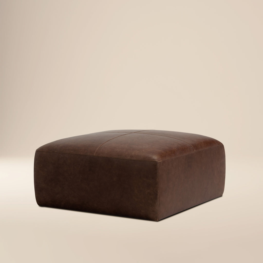 Pouf en cuir | Marron chocolat
