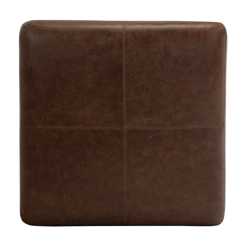 Pouf en cuir | Marron chocolat