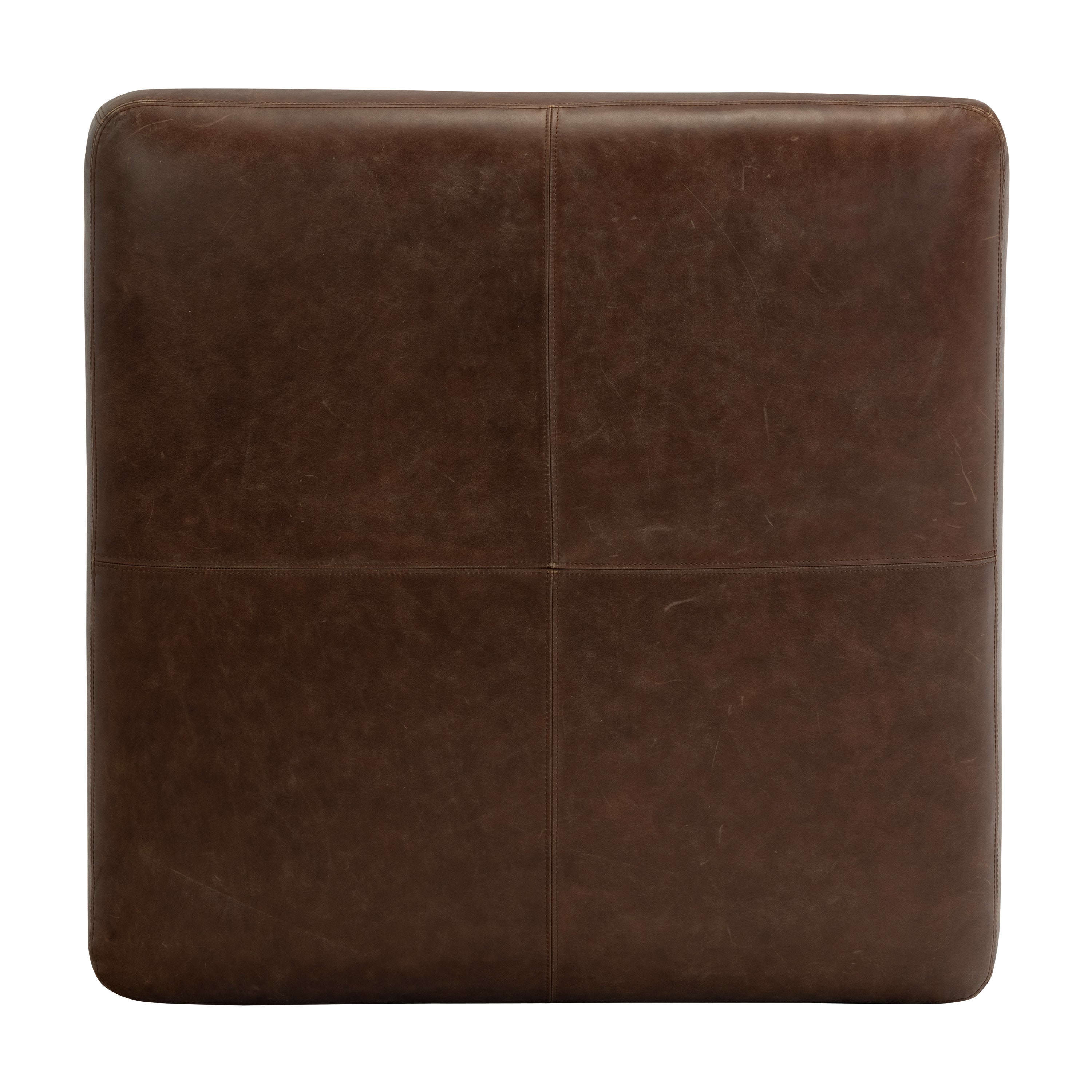 Pouf en cuir | Marron chocolat
