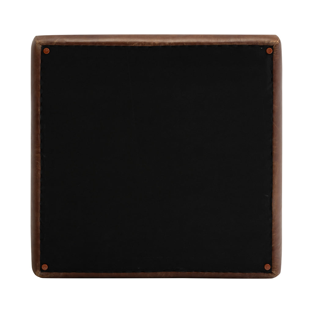 Pouf en cuir | Marron chocolat