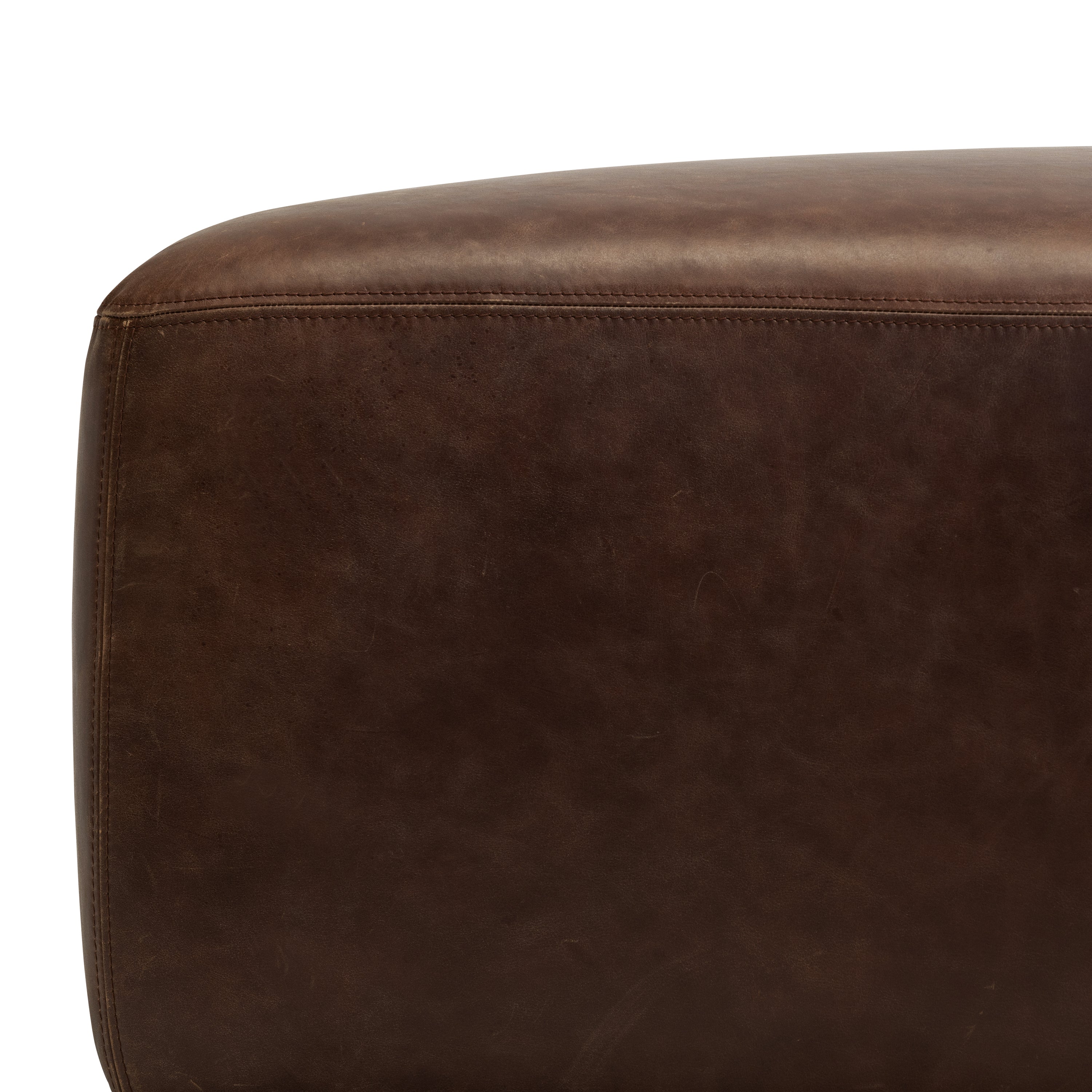 Pouf en cuir | Marron chocolat