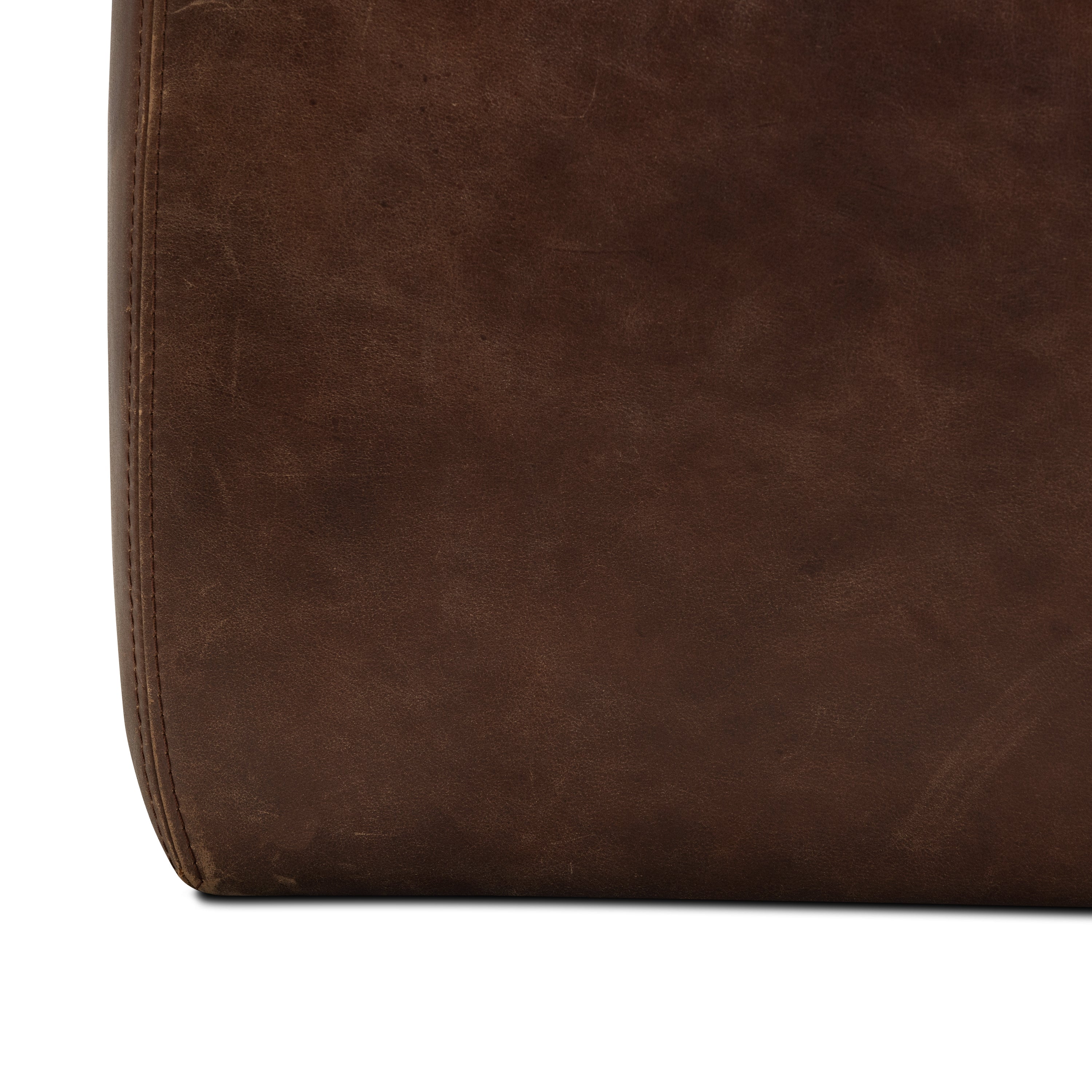 Pouf en cuir | Marron chocolat