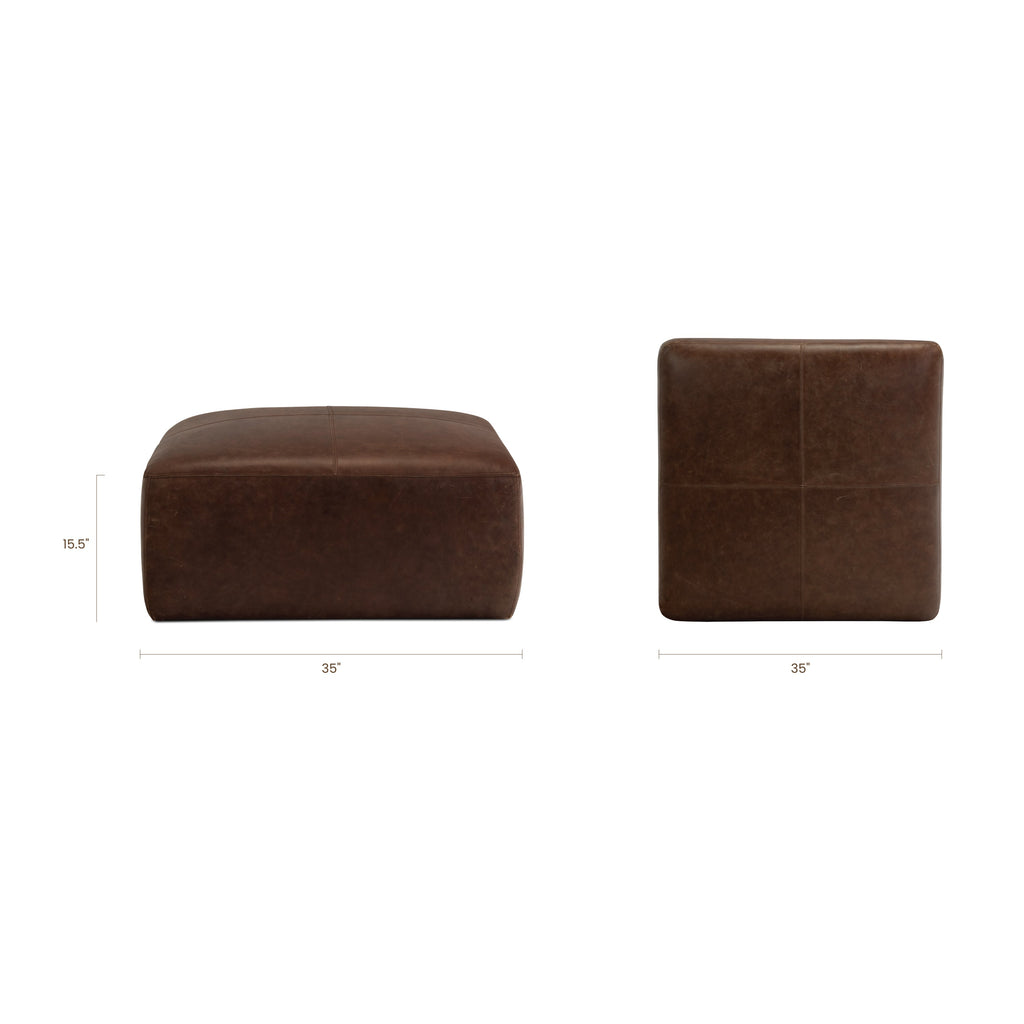 Pouf en cuir | Marron chocolat
