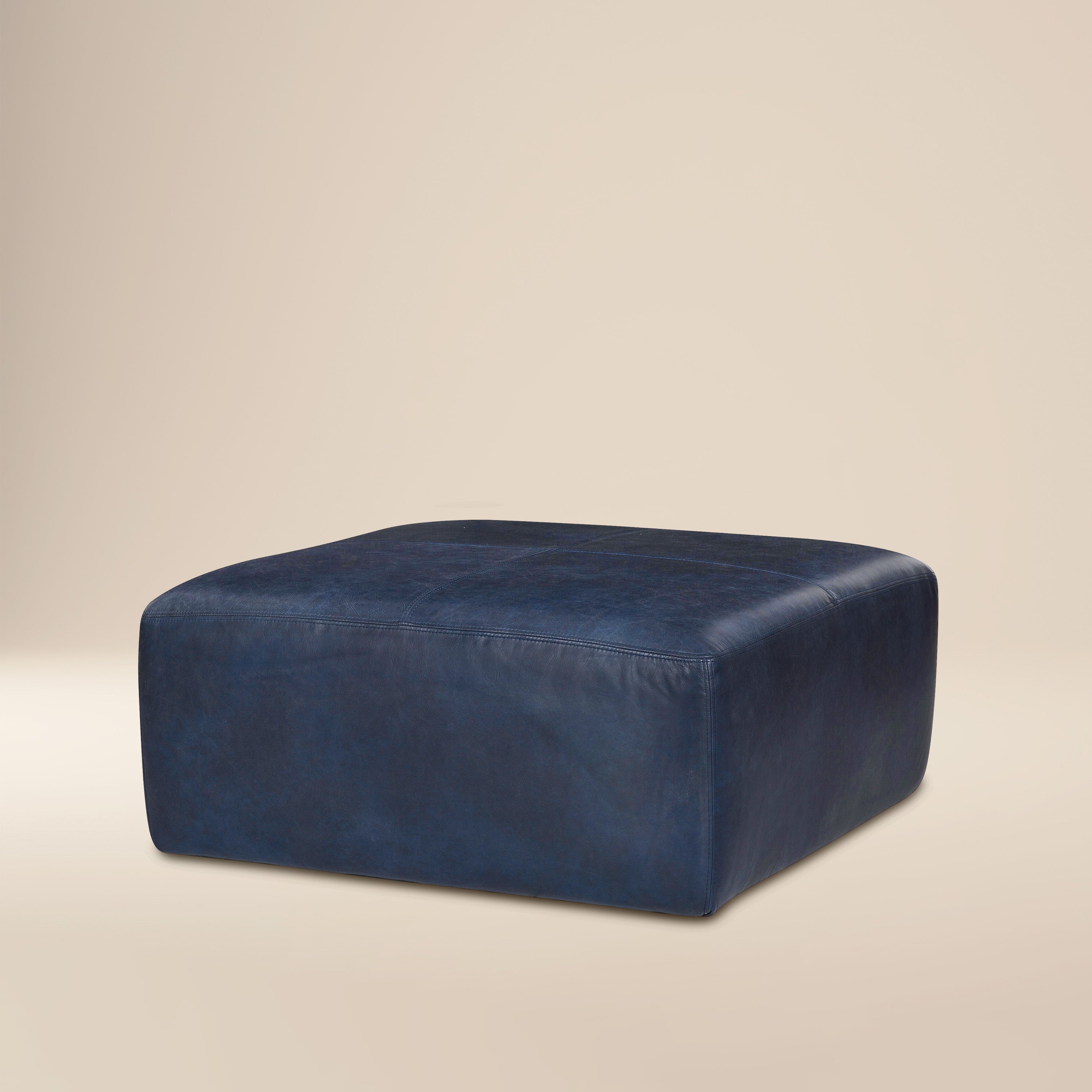 Ottoman en cuir | Bleu nuit