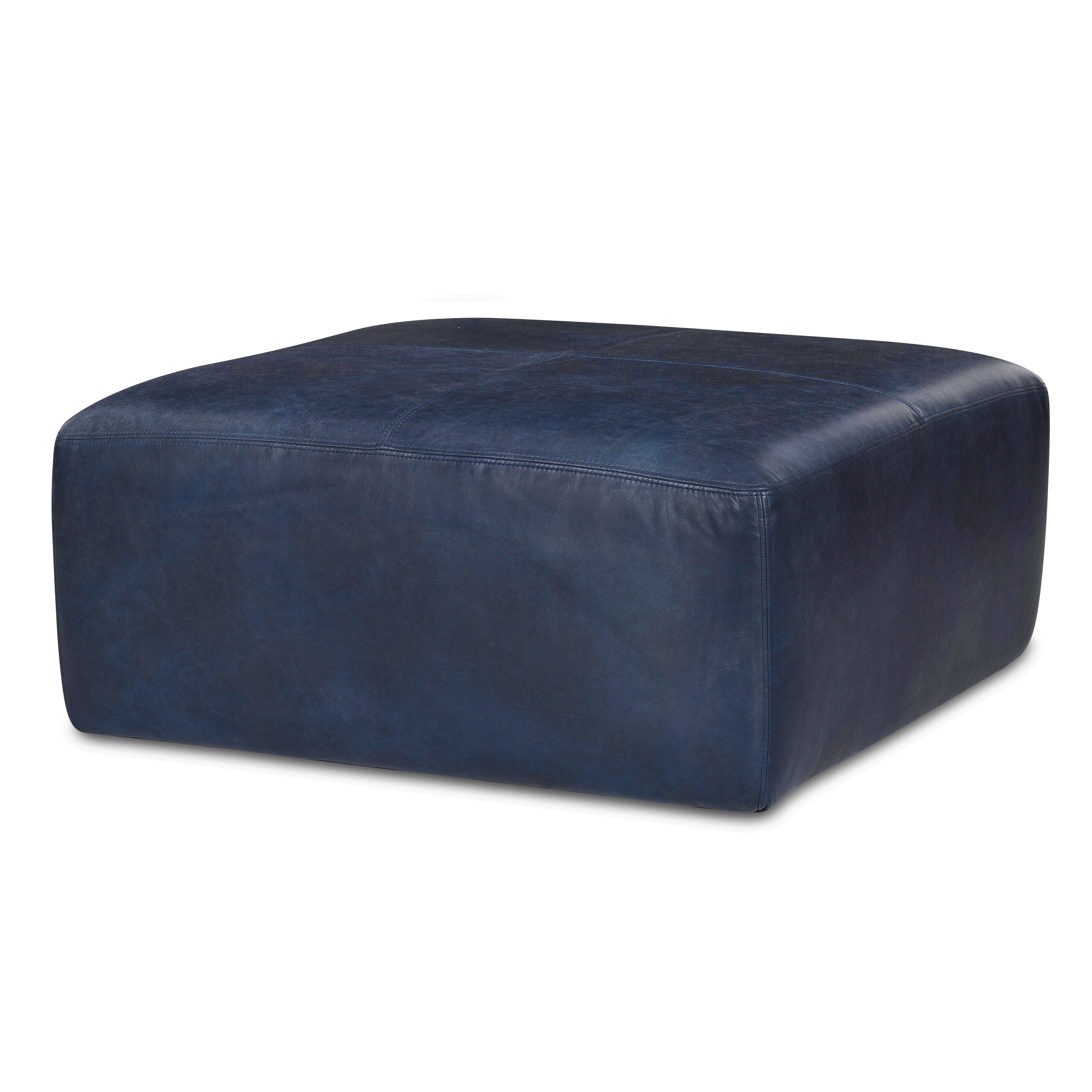 Ottoman en cuir | Bleu nuit