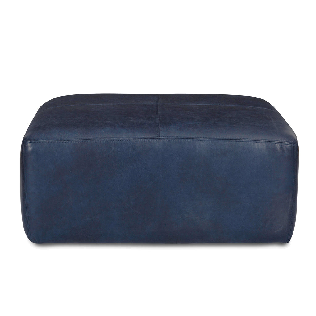 Ottoman en cuir | Bleu nuit