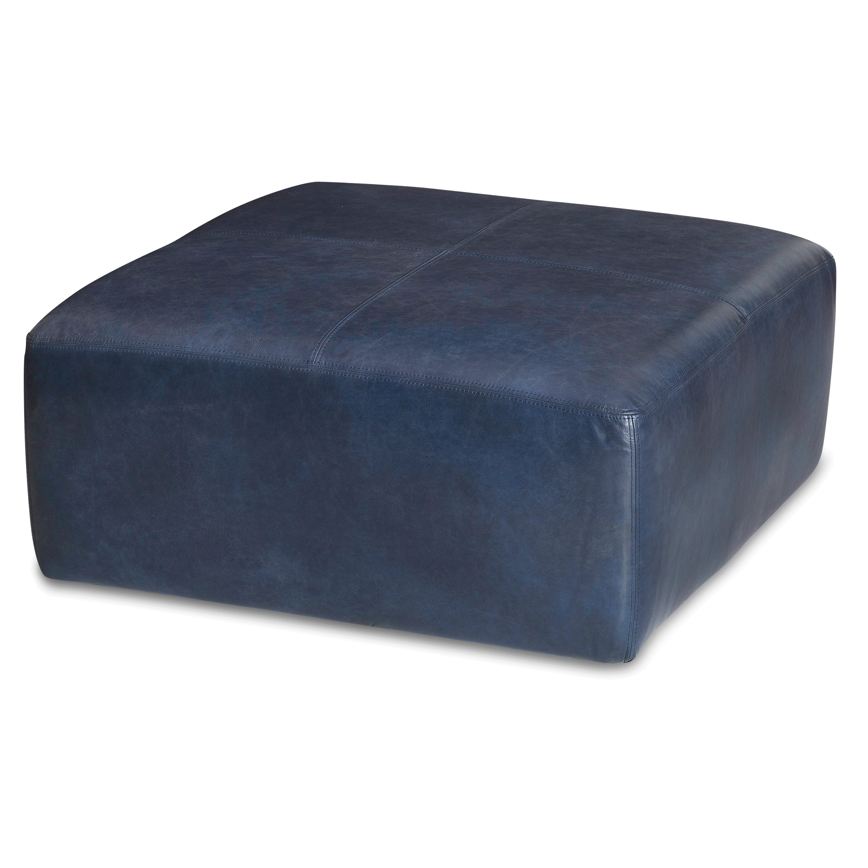 Ottoman en cuir | Bleu nuit