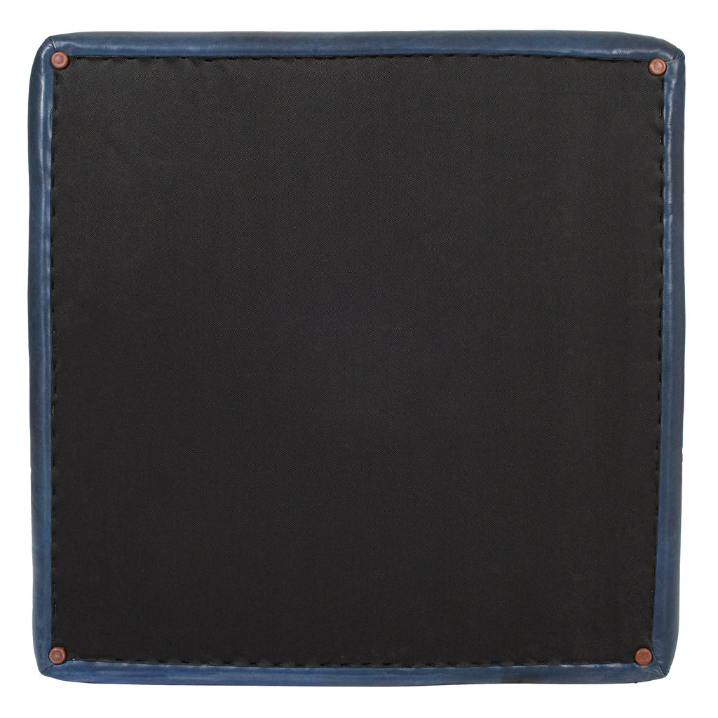 Ottoman en cuir | Bleu nuit