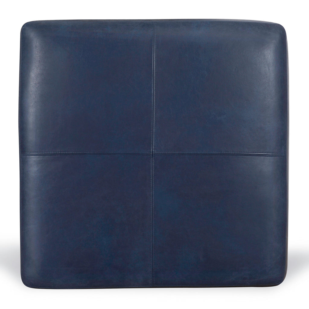 Ottoman en cuir | Bleu nuit