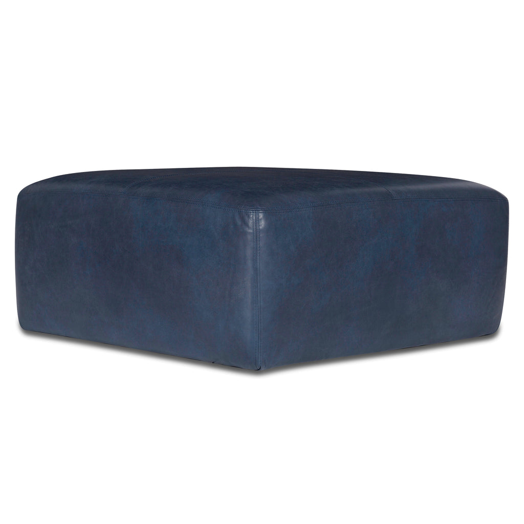 Ottoman en cuir | Bleu nuit