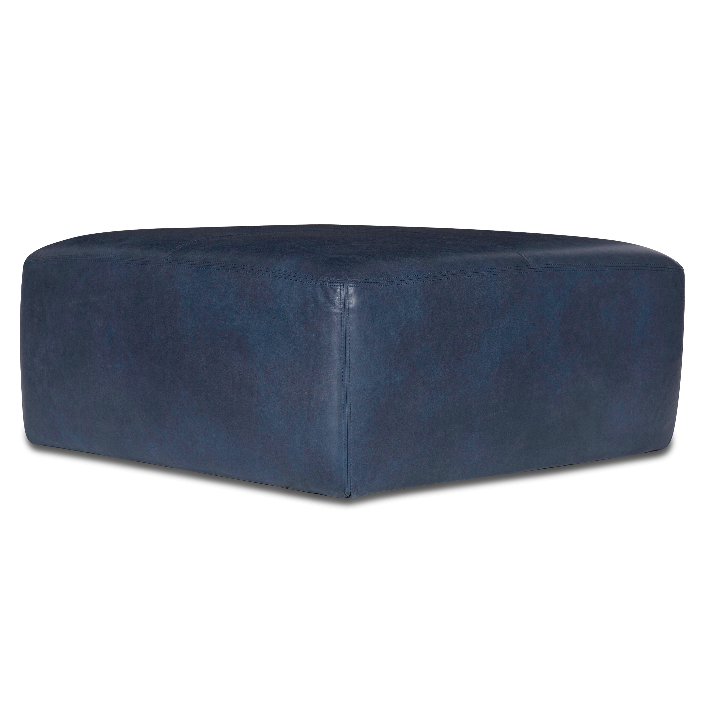 Ottoman en cuir | Bleu nuit