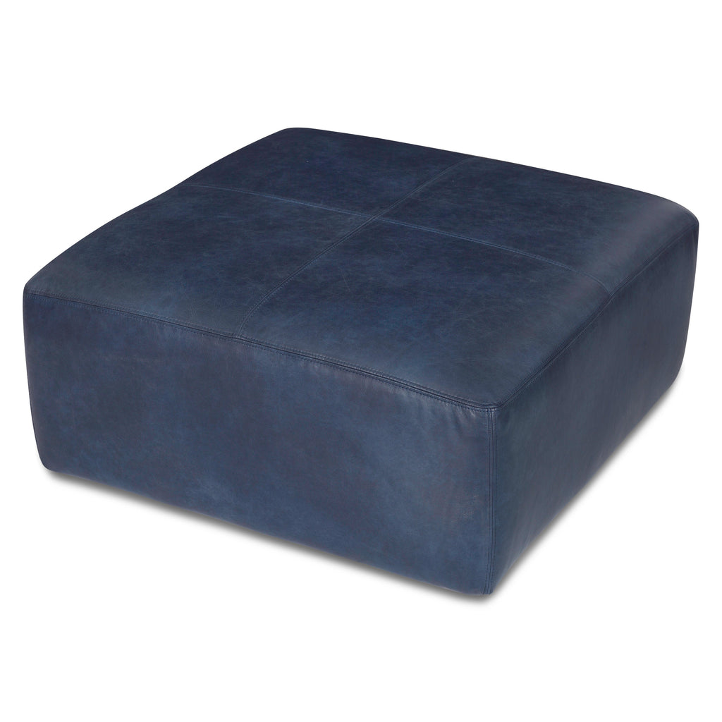 Ottoman en cuir | Bleu nuit