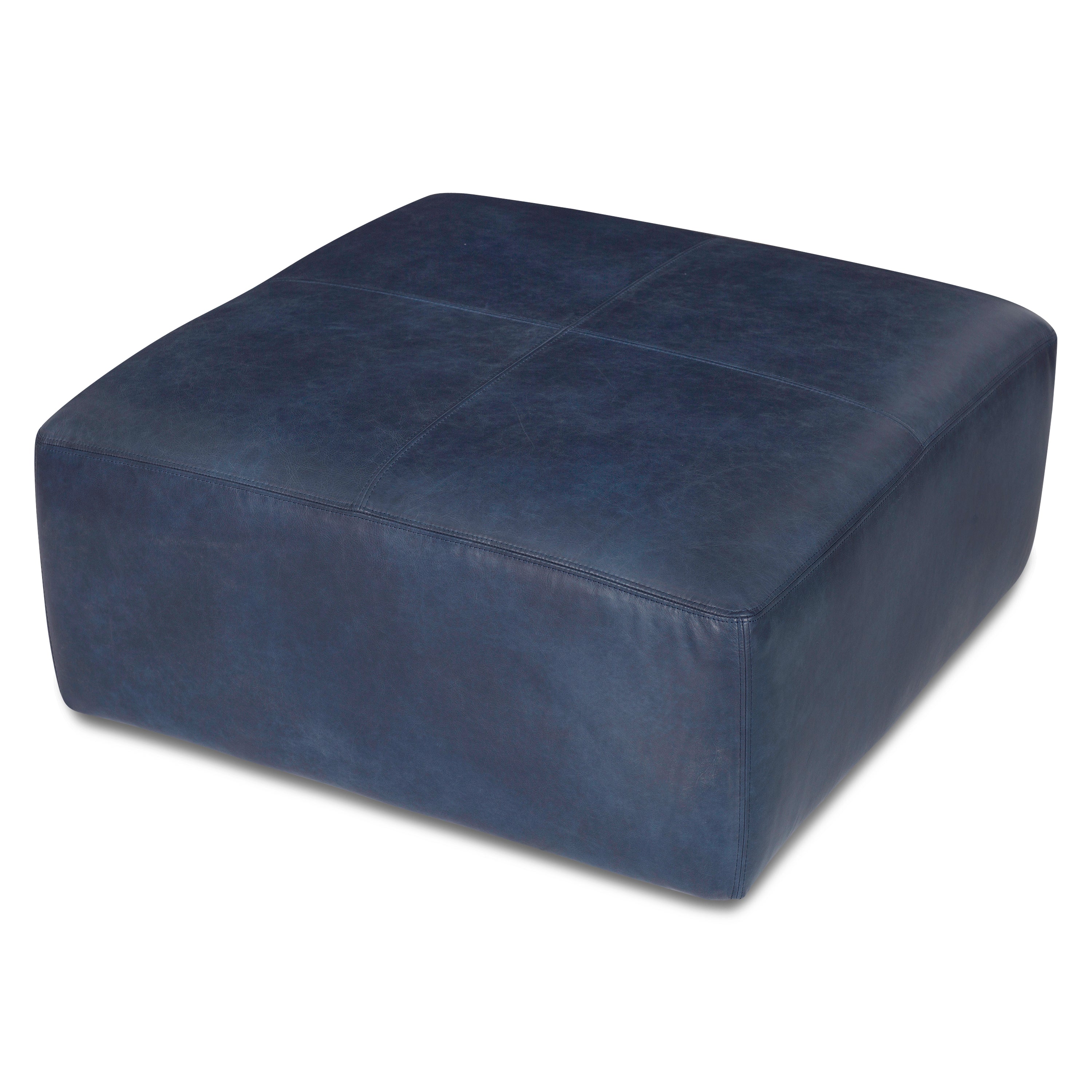 Ottoman en cuir | Bleu nuit