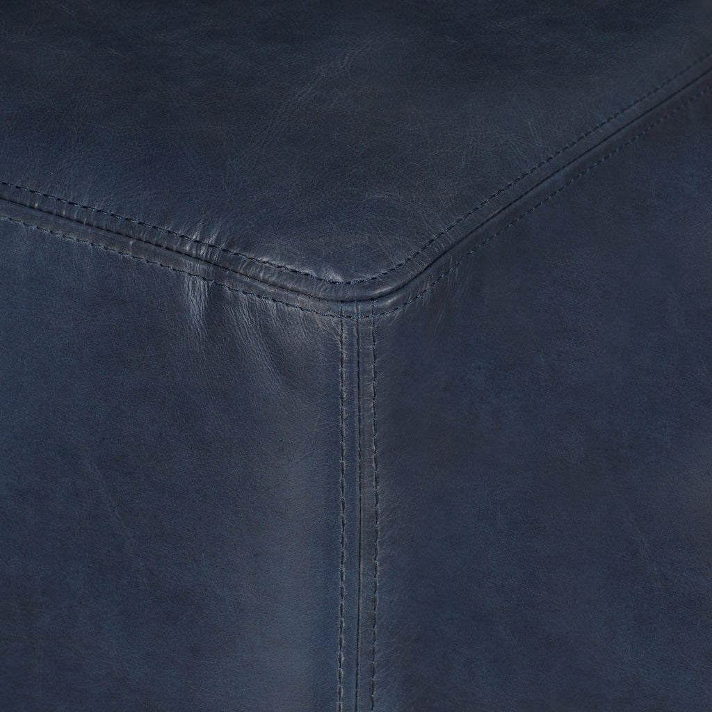 Ottoman en cuir | Bleu nuit