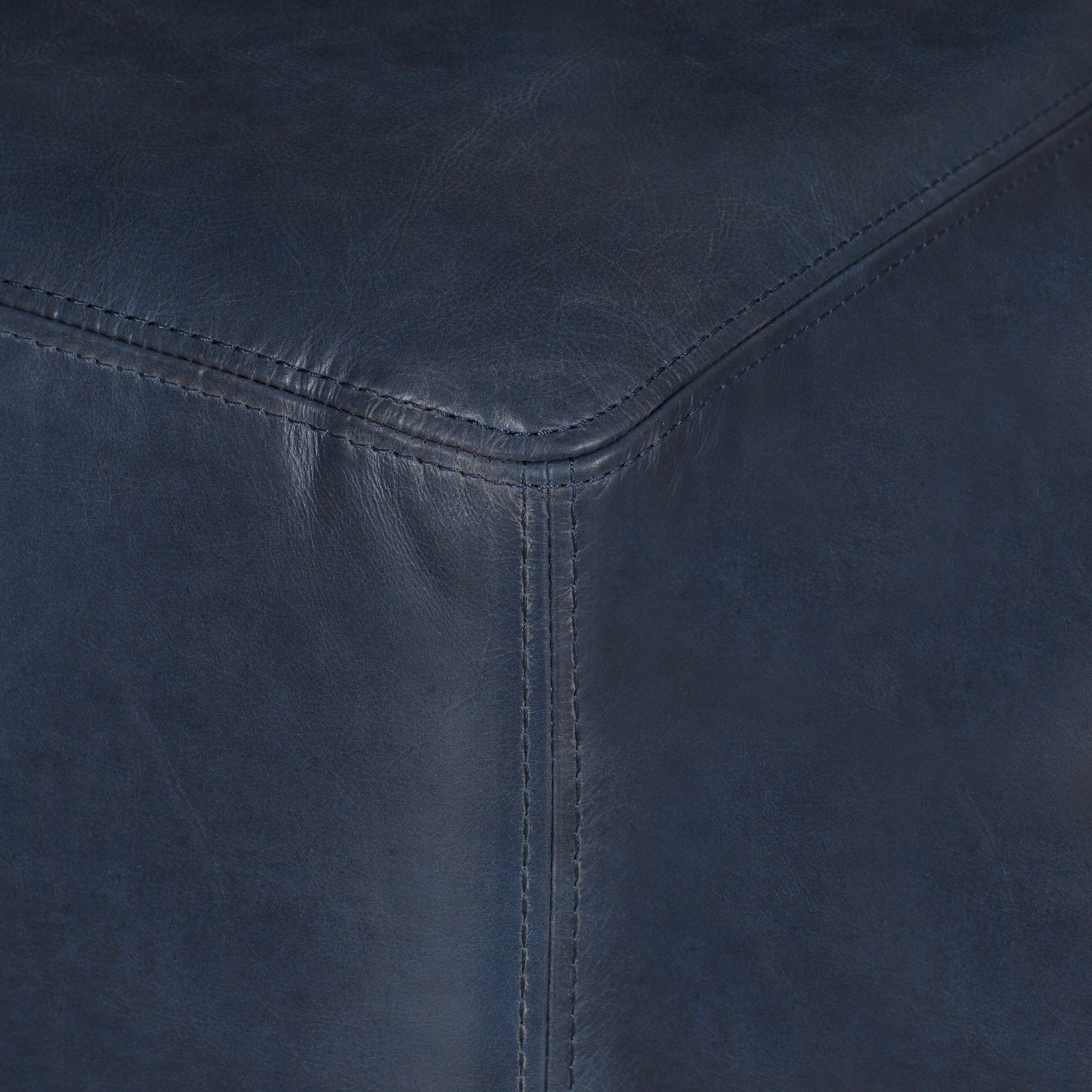 Ottoman en cuir | Bleu nuit