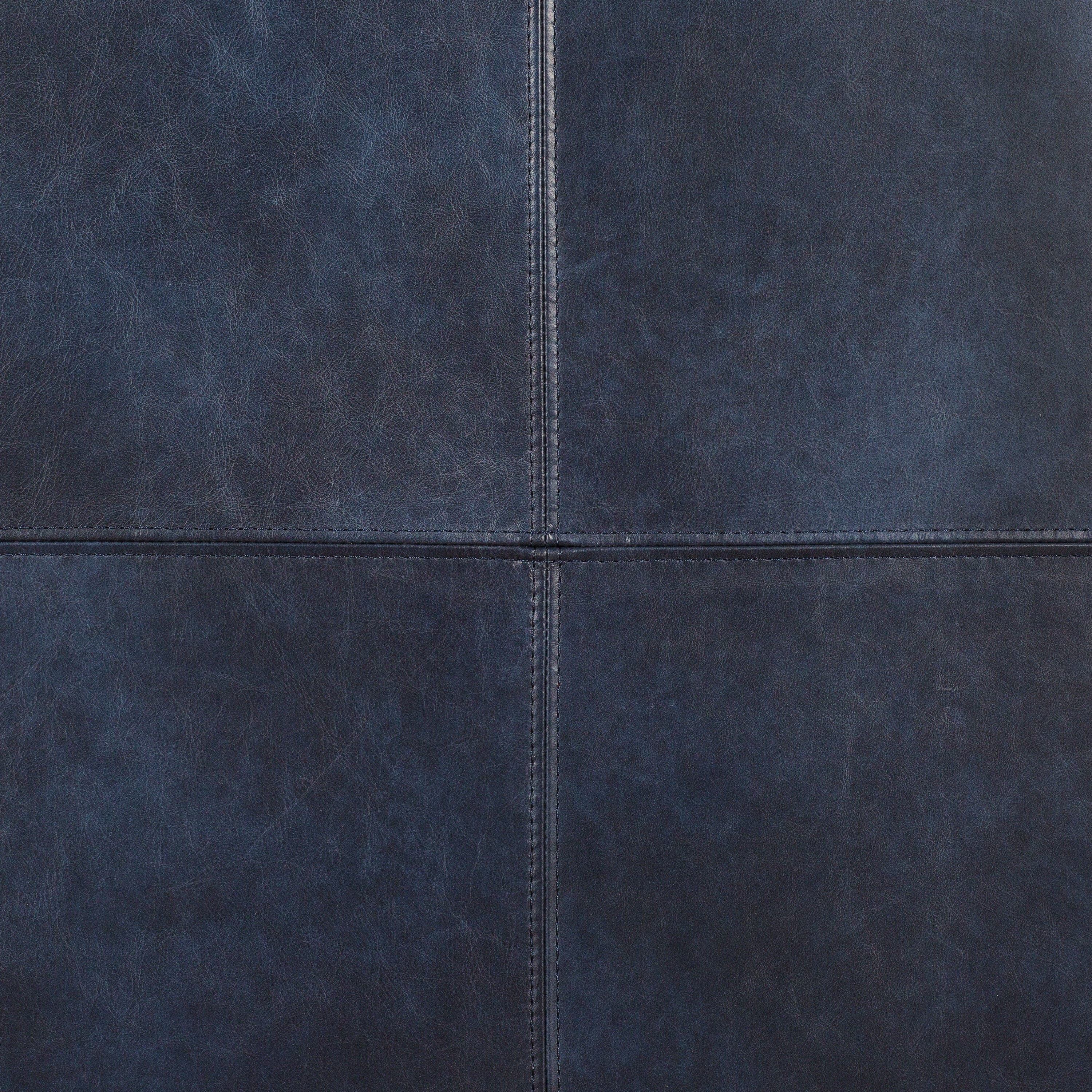 Ottoman en cuir | Bleu nuit