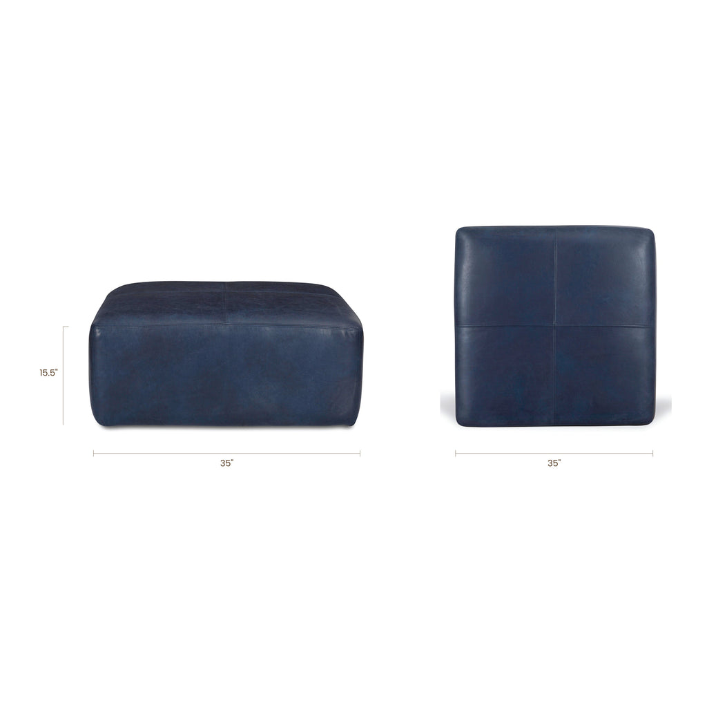 Ottoman en cuir | Bleu nuit