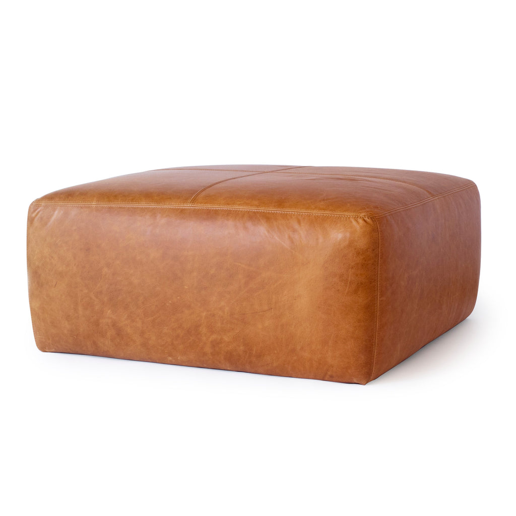 Pouffe en cuir | Tannage cognac