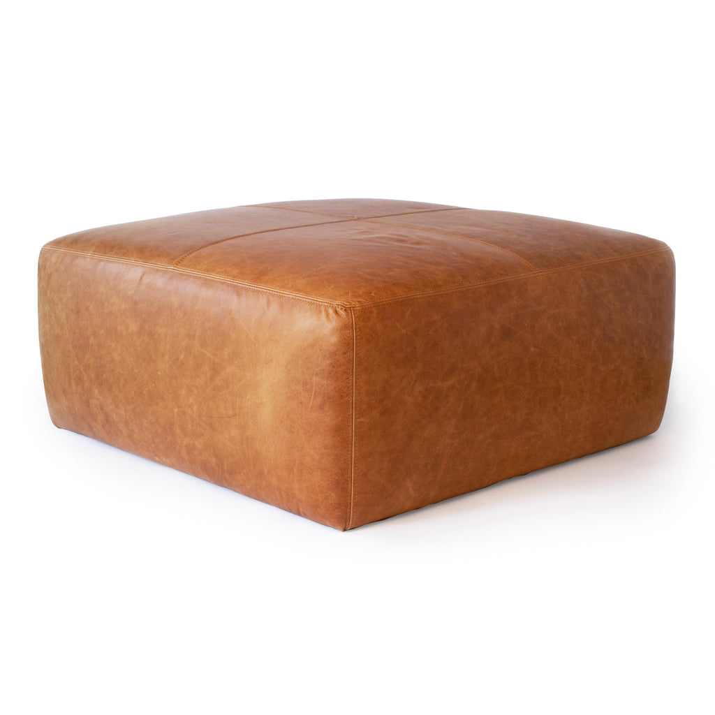 Pouffe en cuir | Tannage cognac