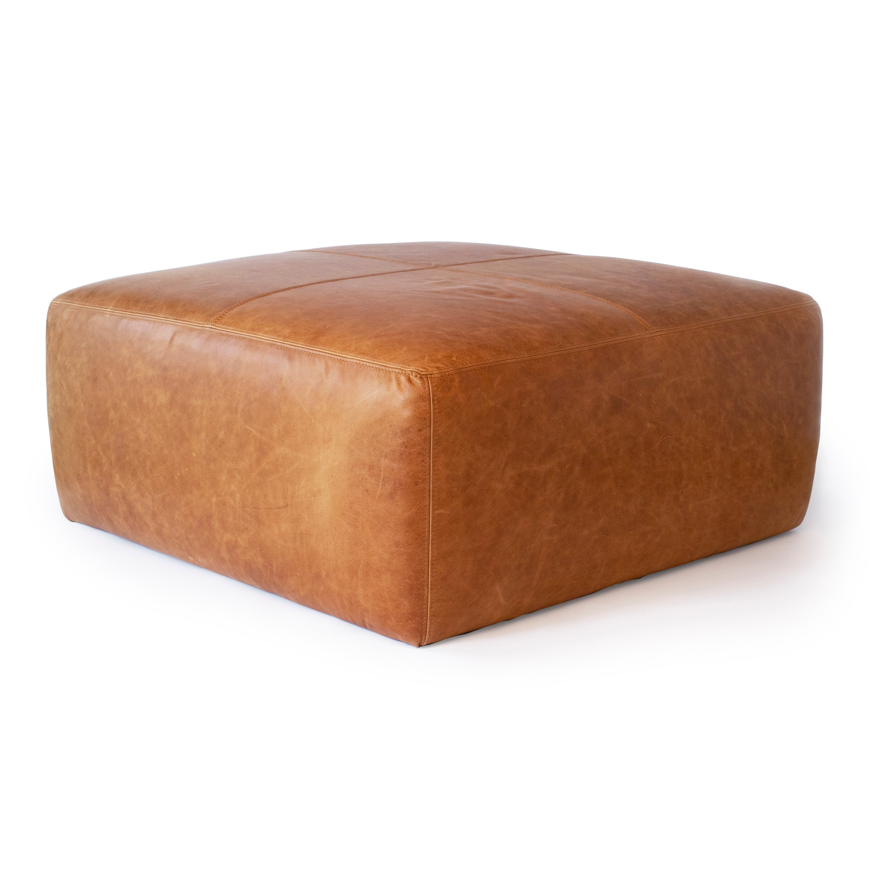 Pouffe en cuir | Tannage cognac