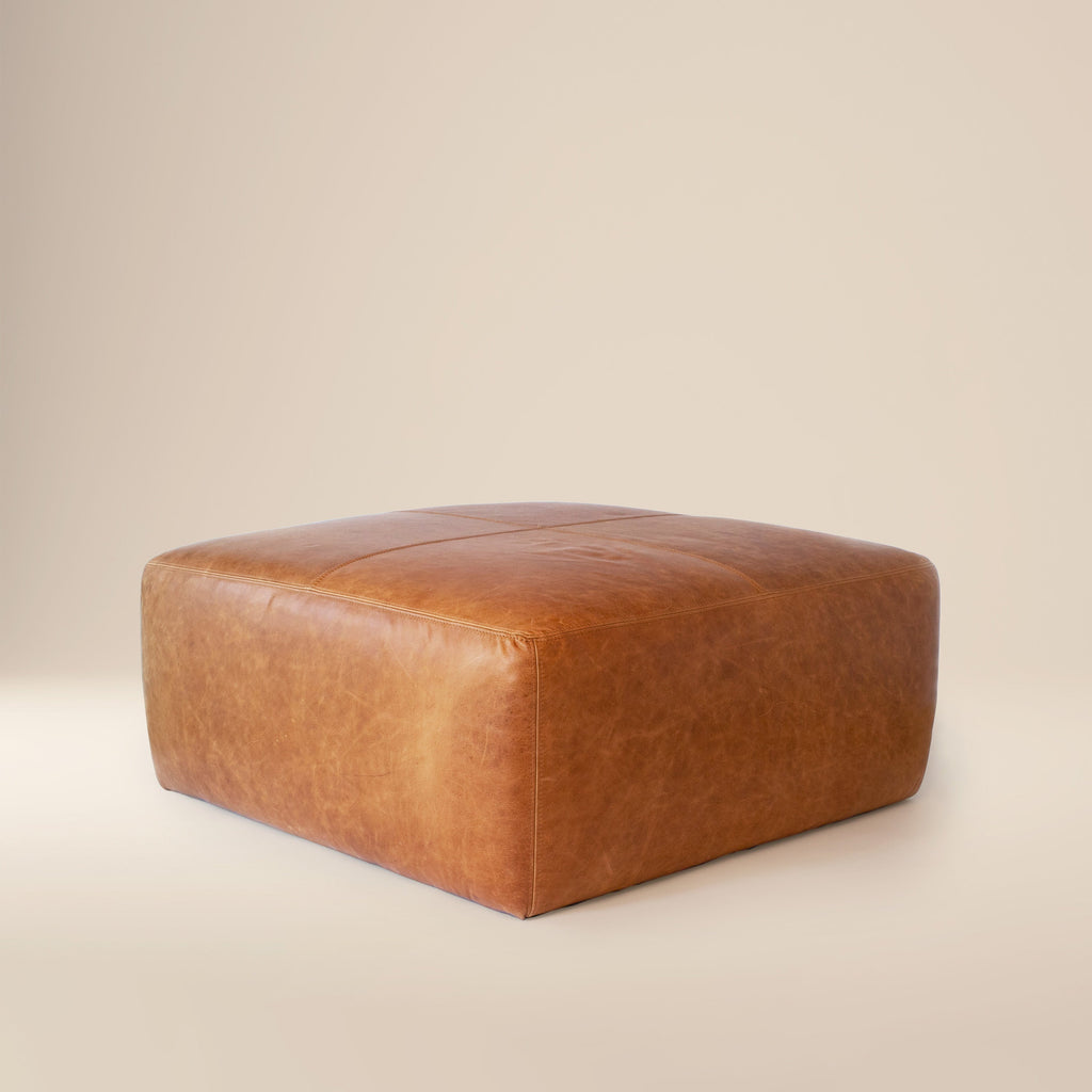 Pouffe en cuir | Tannage cognac