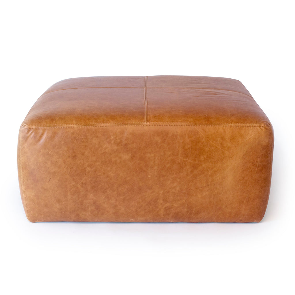 Pouffe en cuir | Tannage cognac