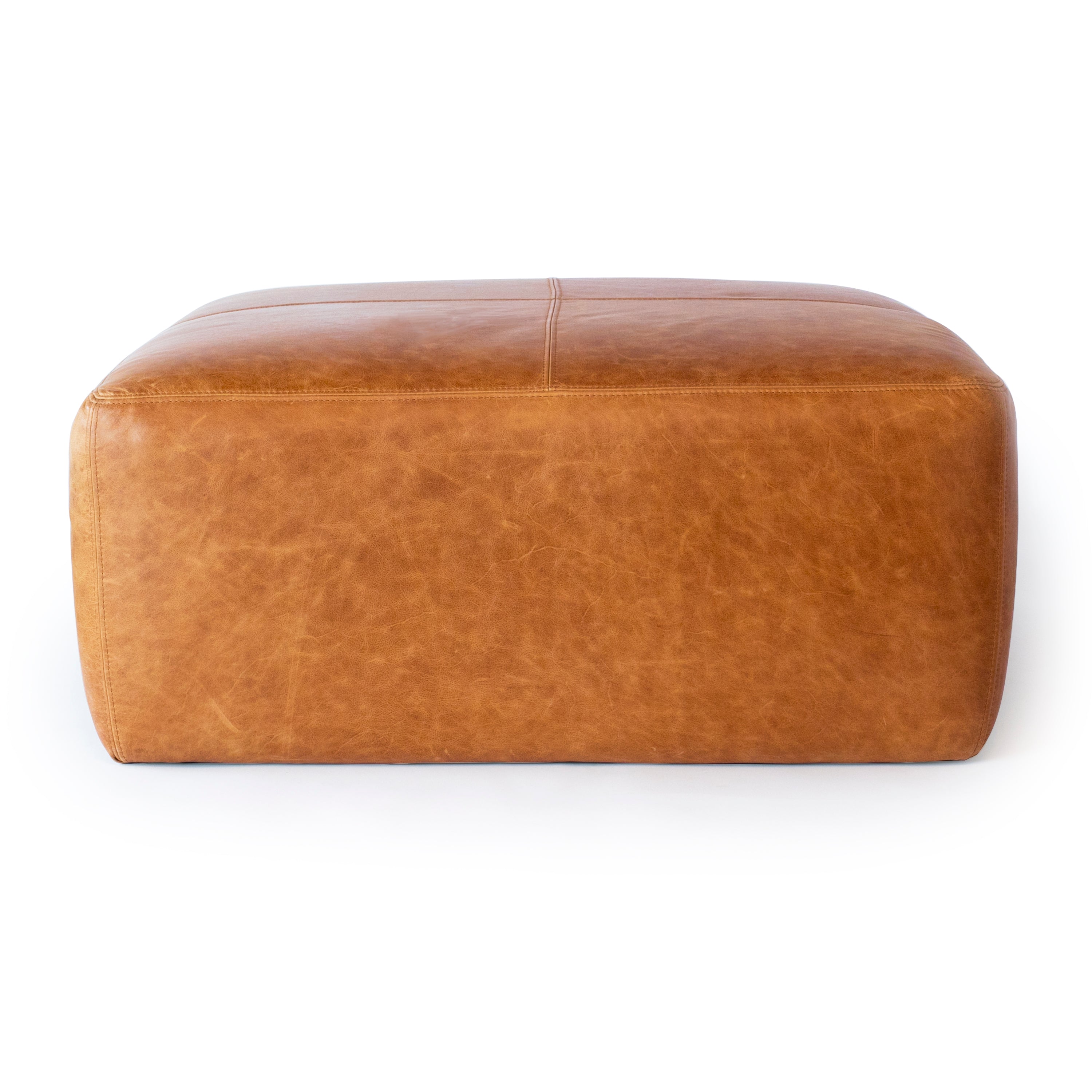 Pouffe en cuir | Tannage cognac