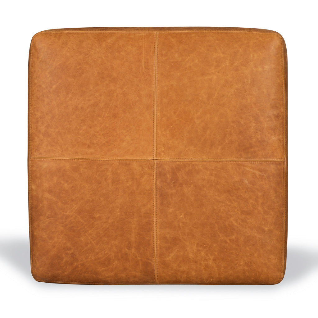 Pouffe en cuir | Tannage cognac