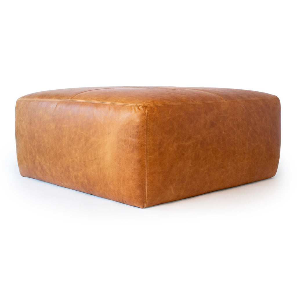 Pouffe en cuir | Tannage cognac