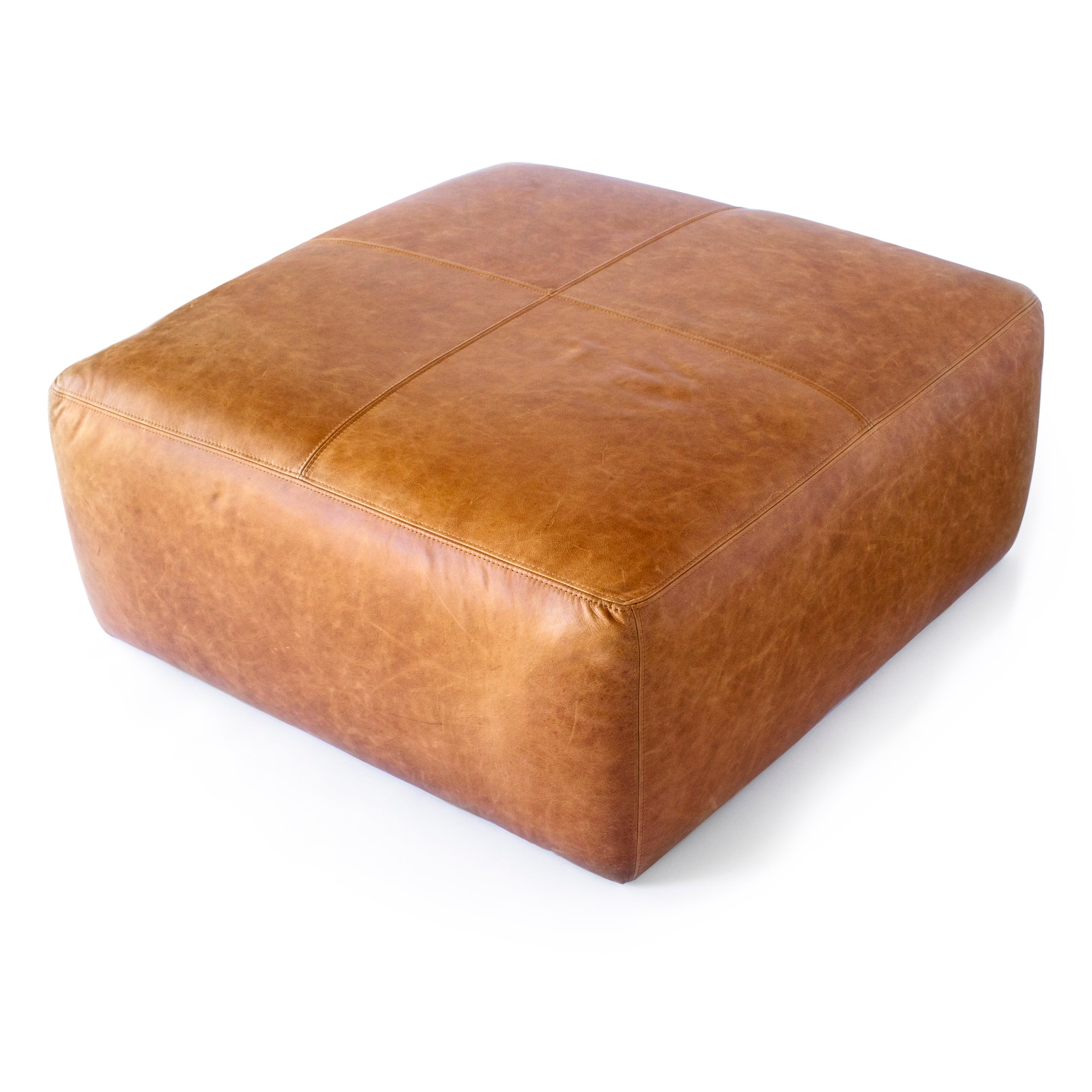 Pouffe en cuir | Tannage cognac
