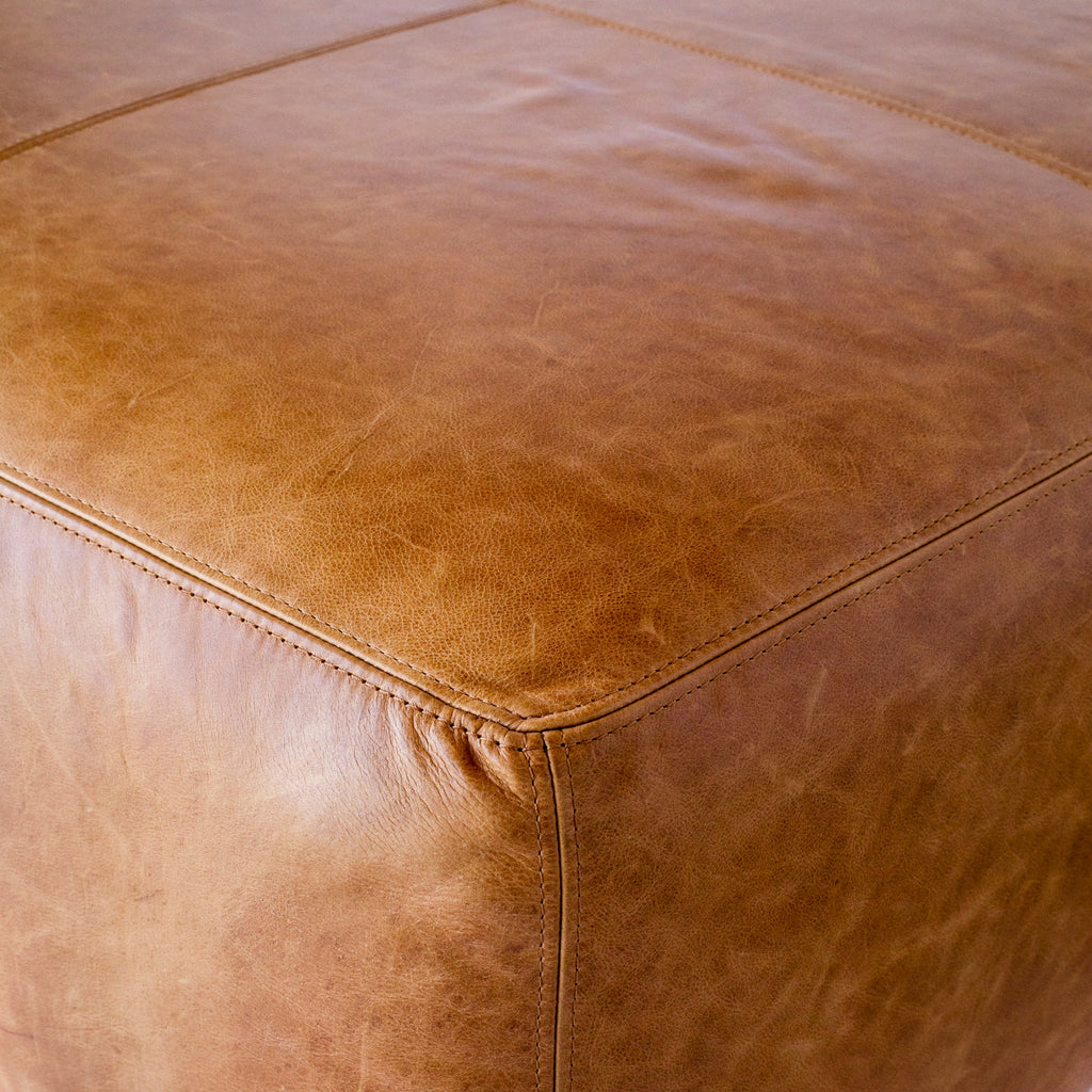 Pouffe en cuir | Tannage cognac